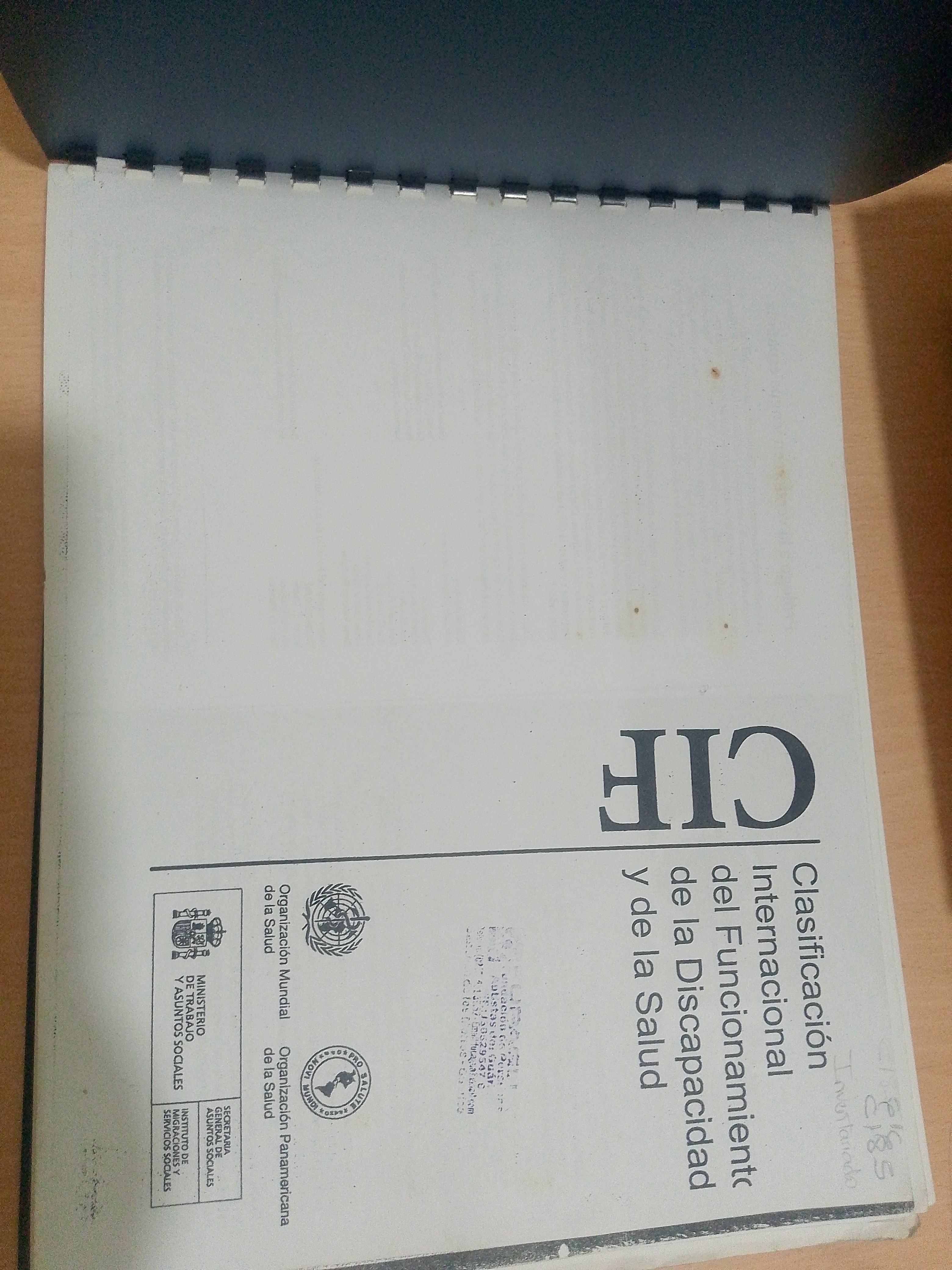 Portada de Clasificación Internacional del Funcionamiento de la Discapacidad y de la Salud