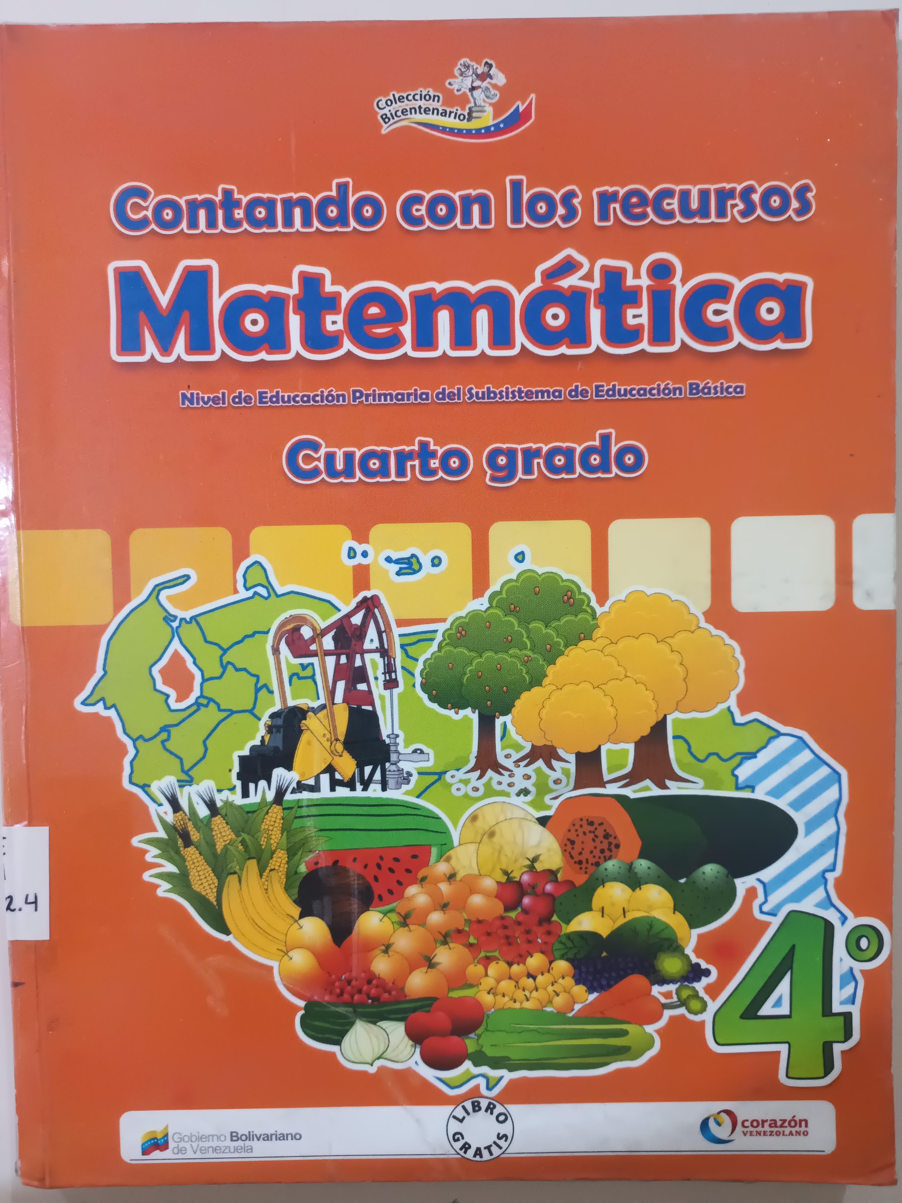 Portada de Contando con los recursos Matemática Cuarto Grado 4°