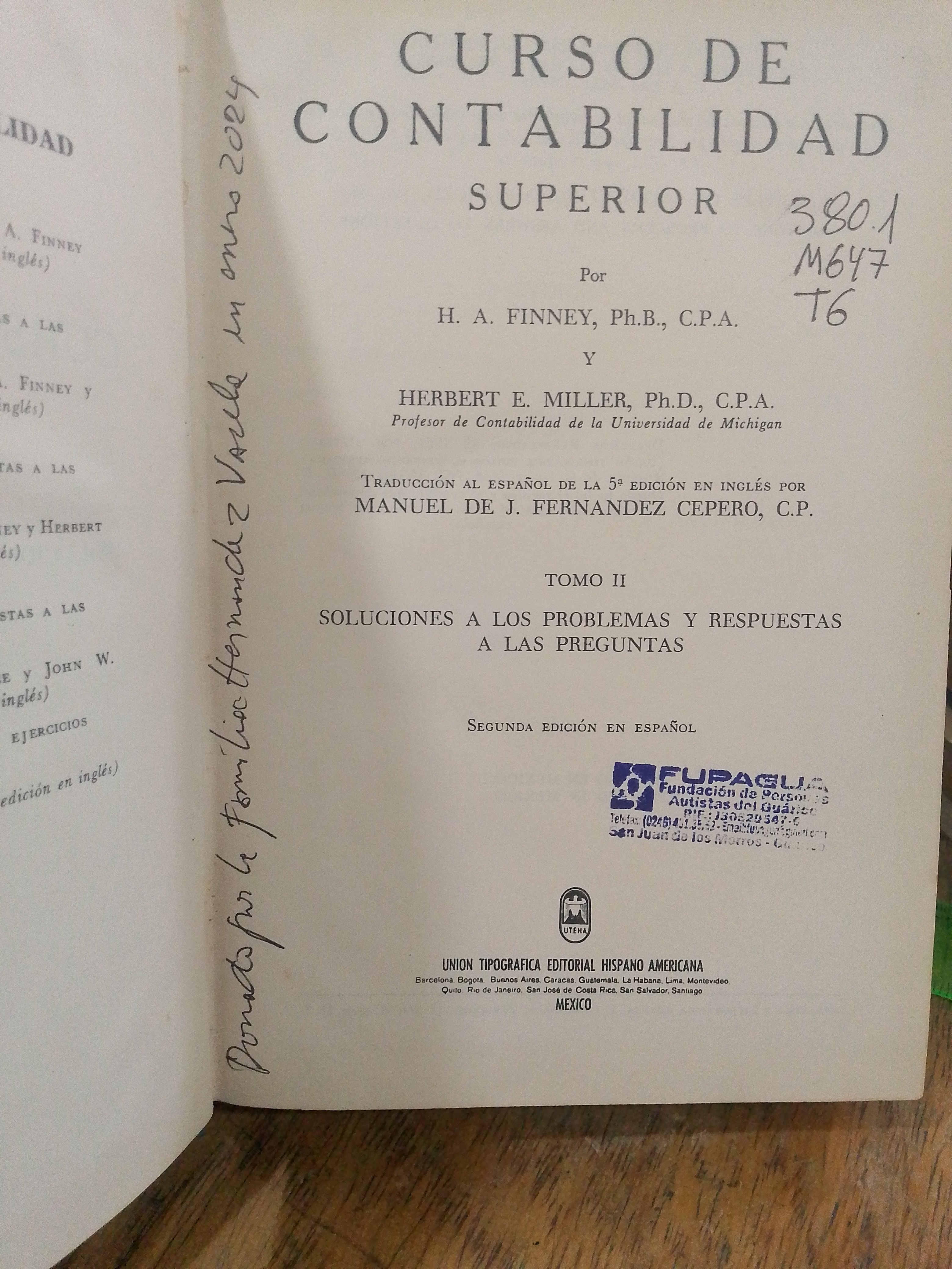 Portada de Curso de Contabilidad Superior II.  Soluciones a los problemas y respuestas a las preguntas