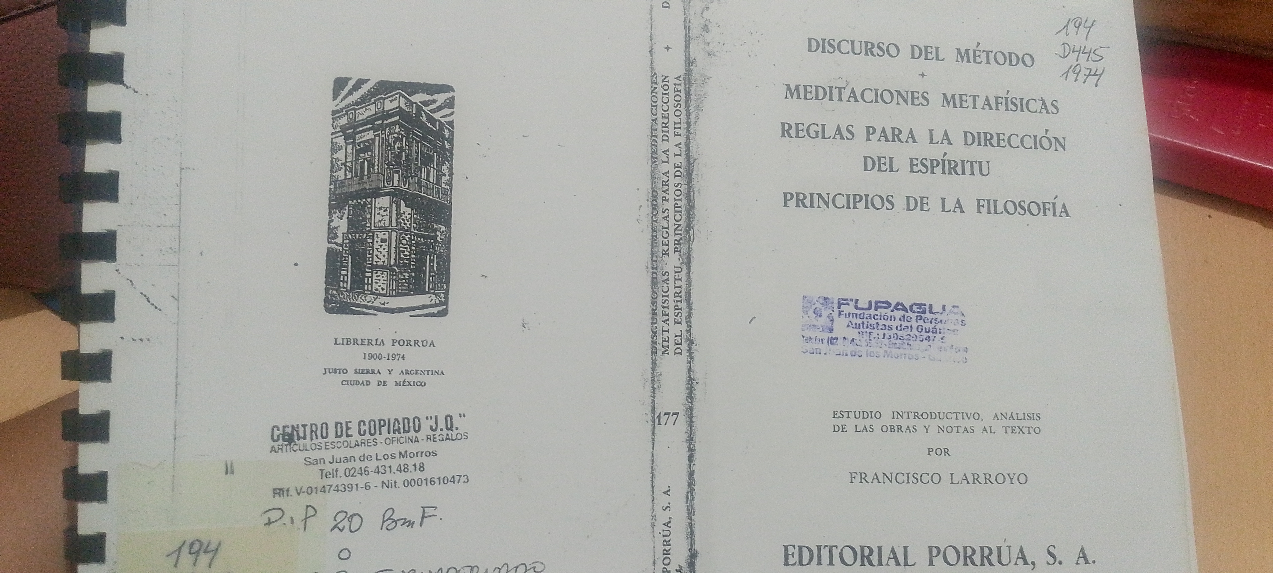 Portada de Discurso del método meditaciones metafísicas reglas para la dirección del espíritu principios de la filosofía