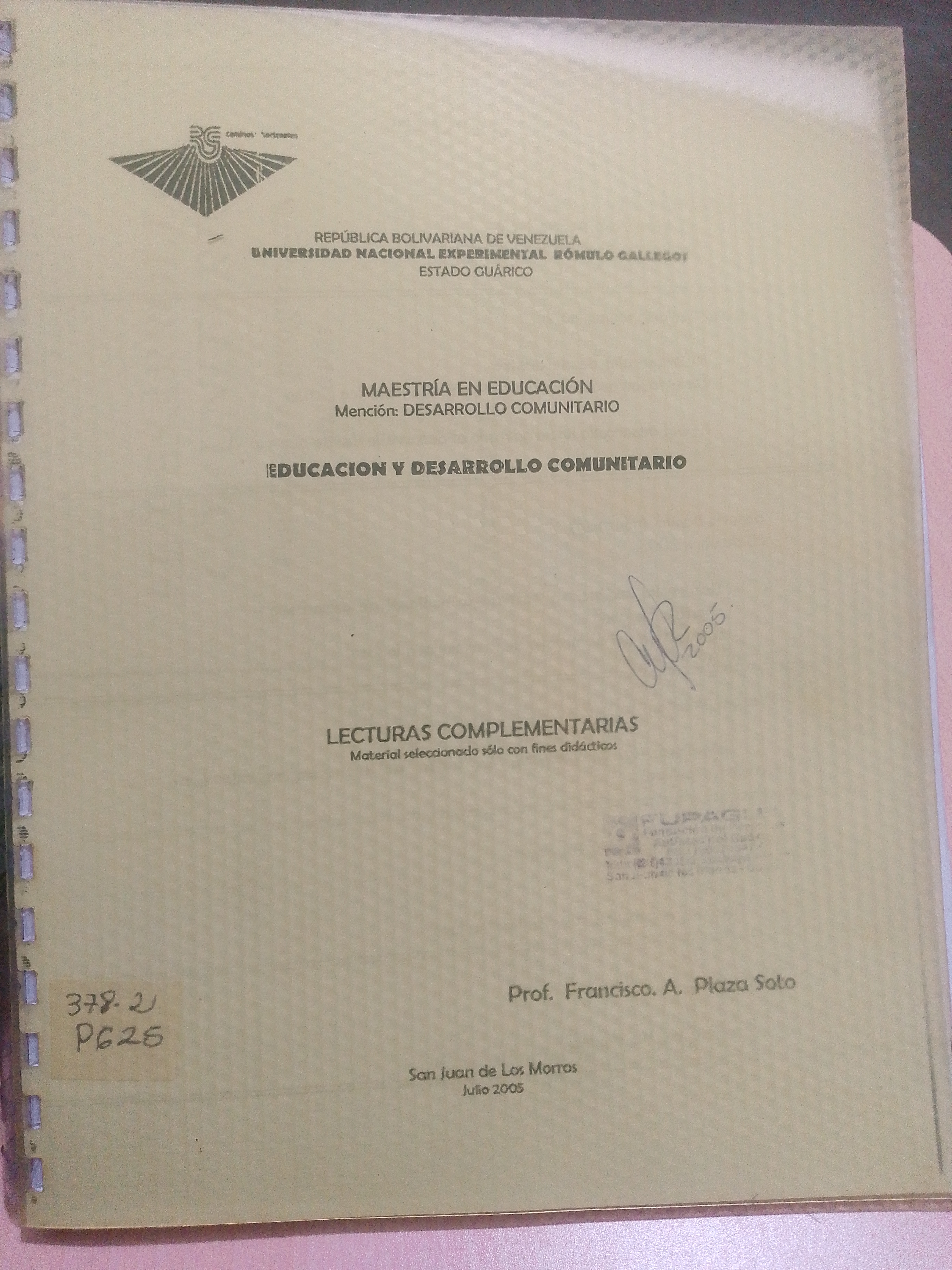 Portada de Educación y desarrollo comunitario.  Lecturas complementarias