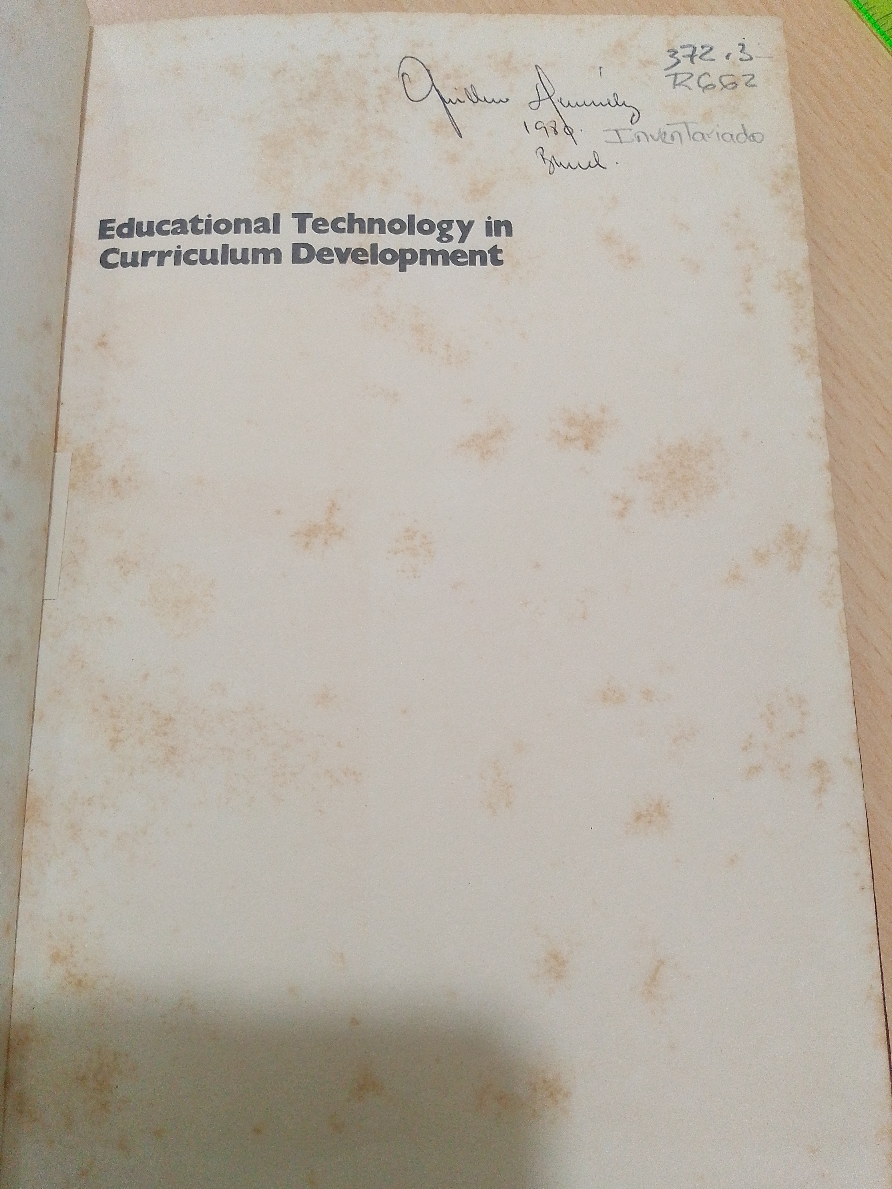 Portada de Educational technology in curriculum development