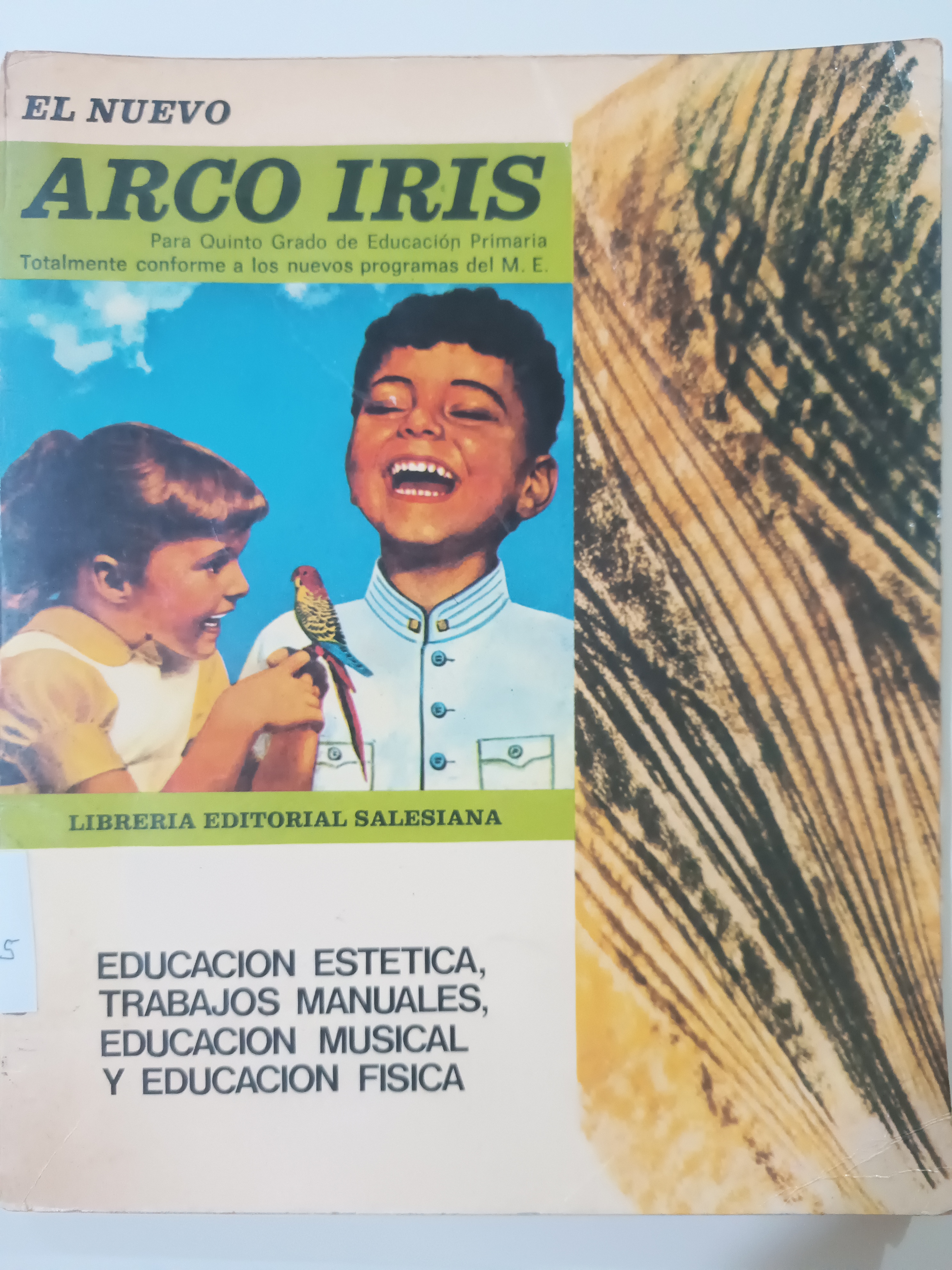 Portada de El nuevo Arco Iris. Educación estética, trabajos manuales, educación musical y educación física Quinto Grado 