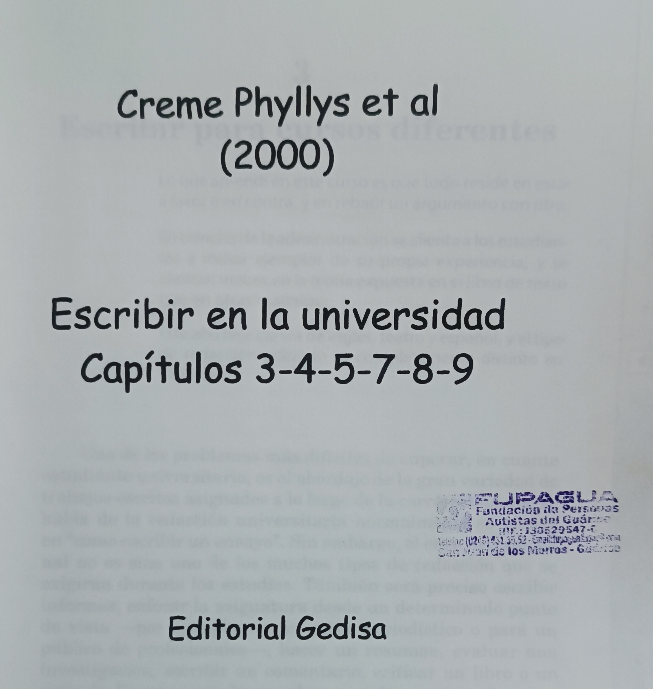 Portada de Escribir en la universidad.  Capítulos 3-4-5-7-9