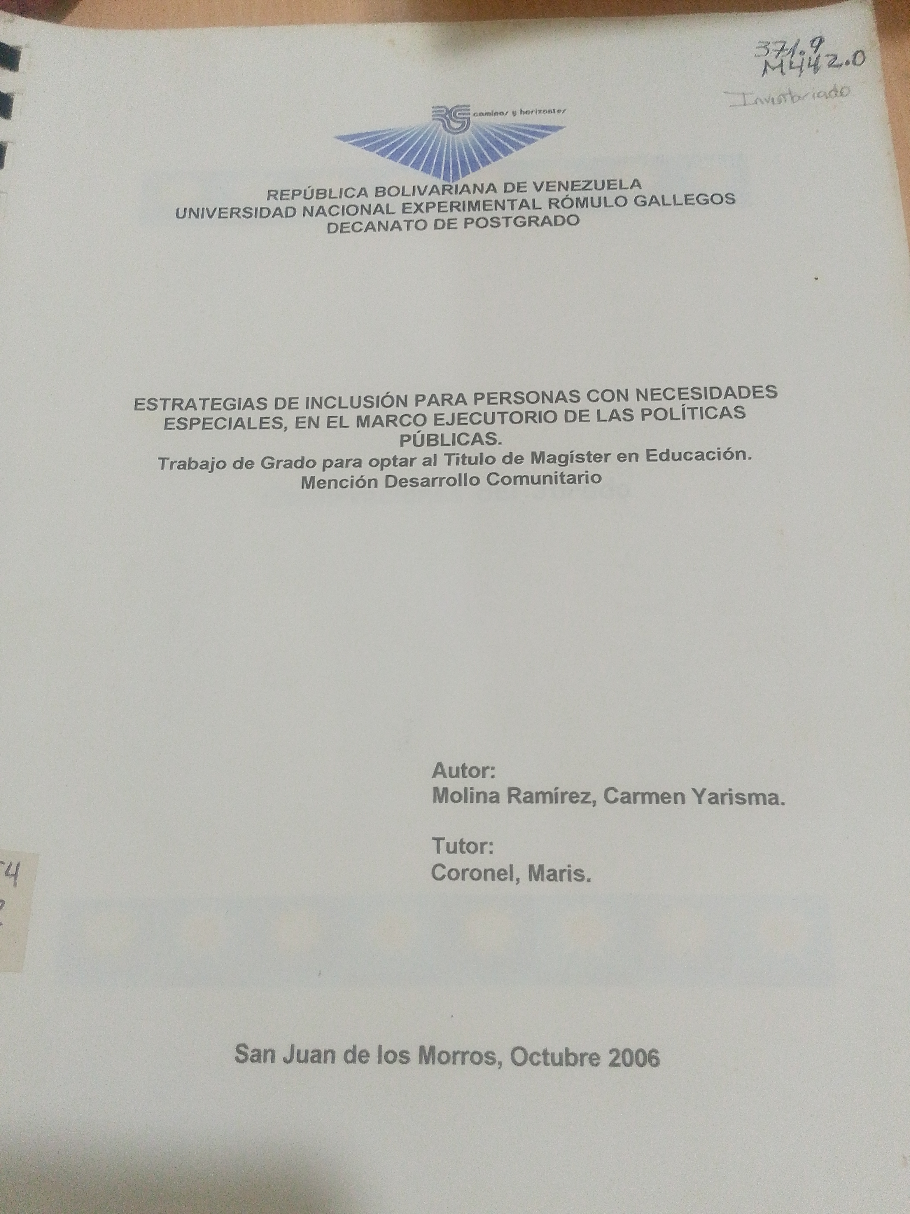 Portada de Estrategias de inclusión para personas con necesidades especiales, en el marco ejecutorio de las políticas públicas