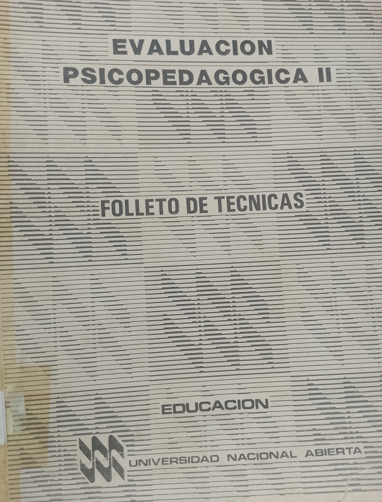 Portada de Evaluación psicopedagógica II. Folleto de técnicas