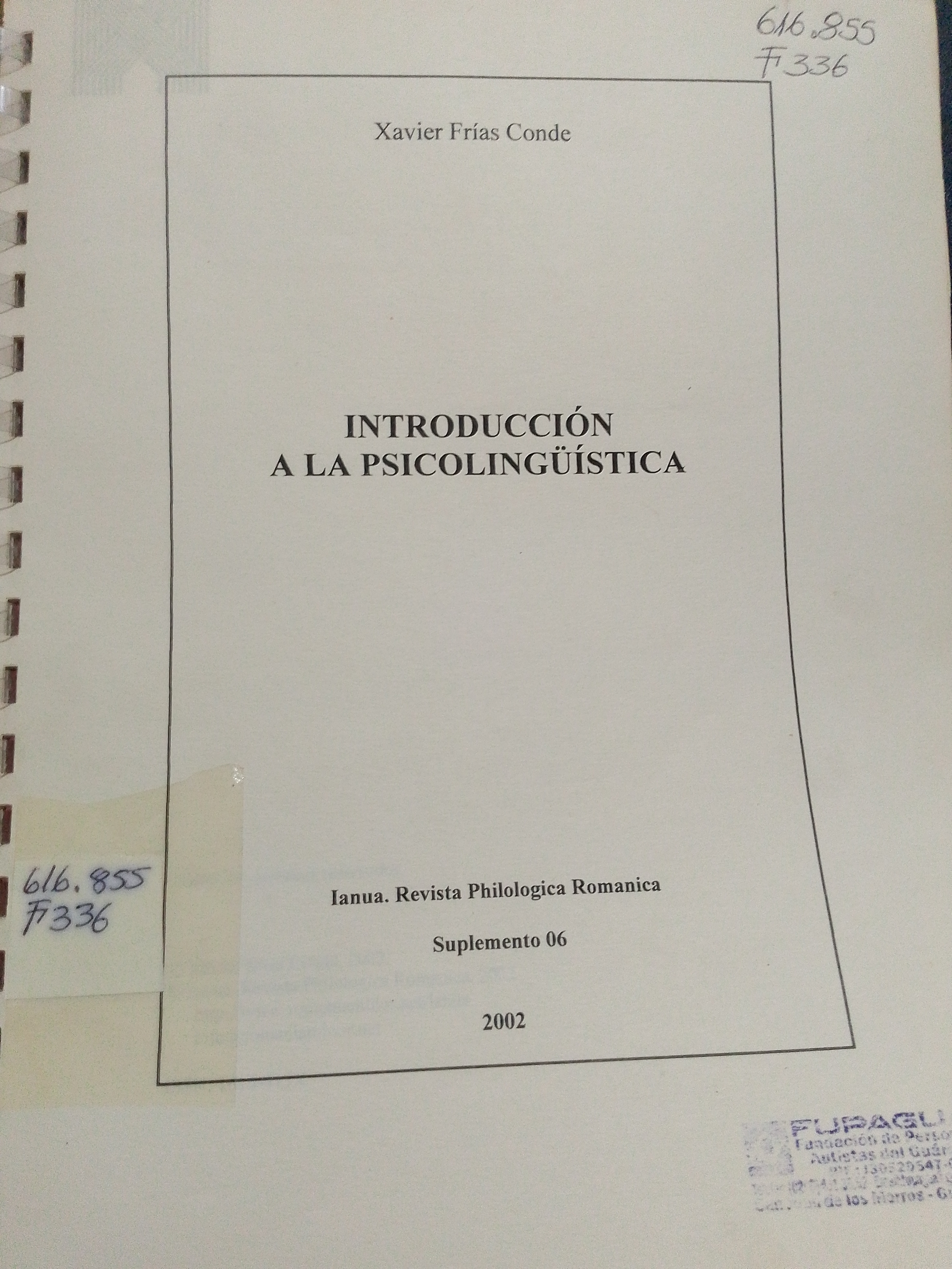 Portada de Introducción a la psicolinguistica 