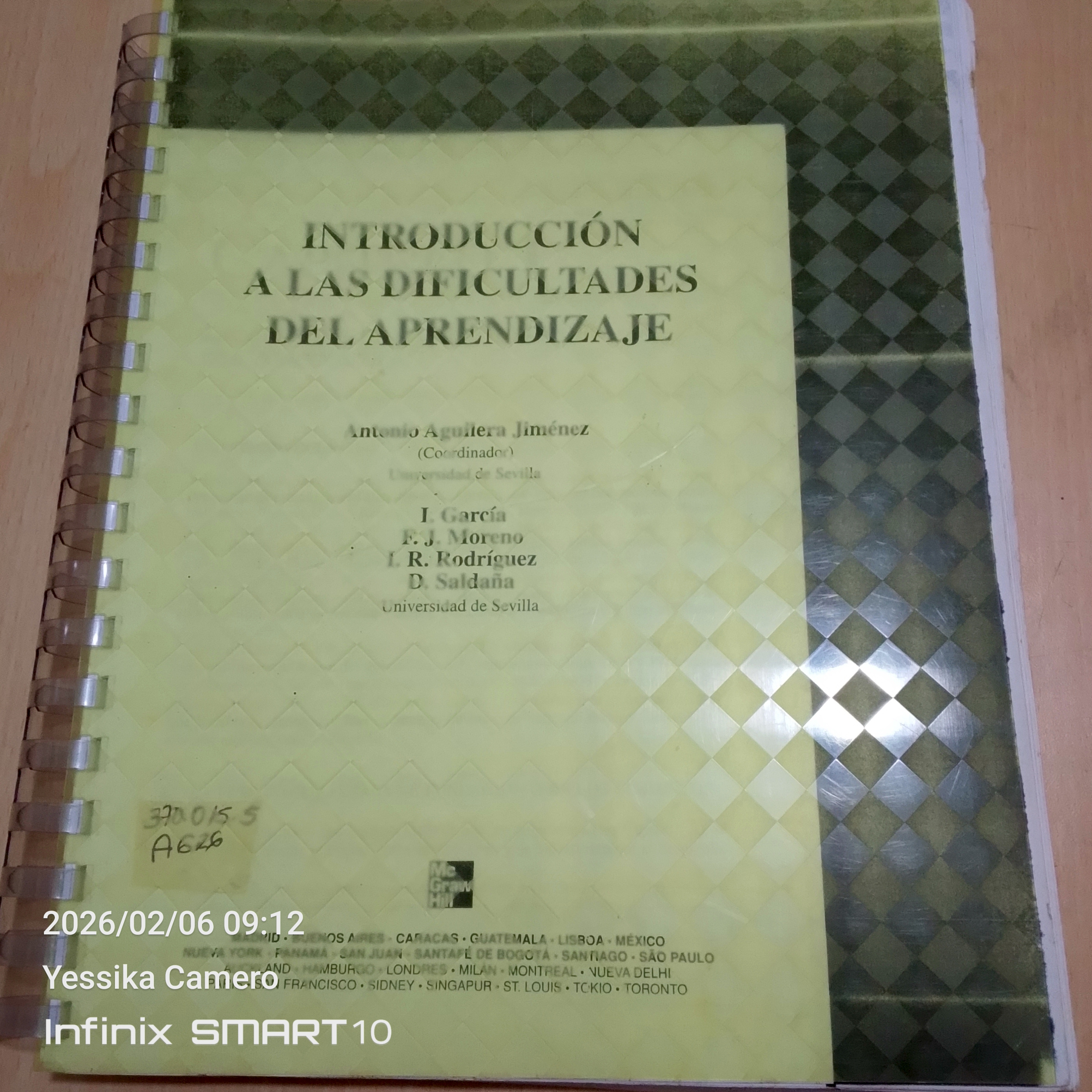 Portada de Introducción a las dificultades del aprendizaje