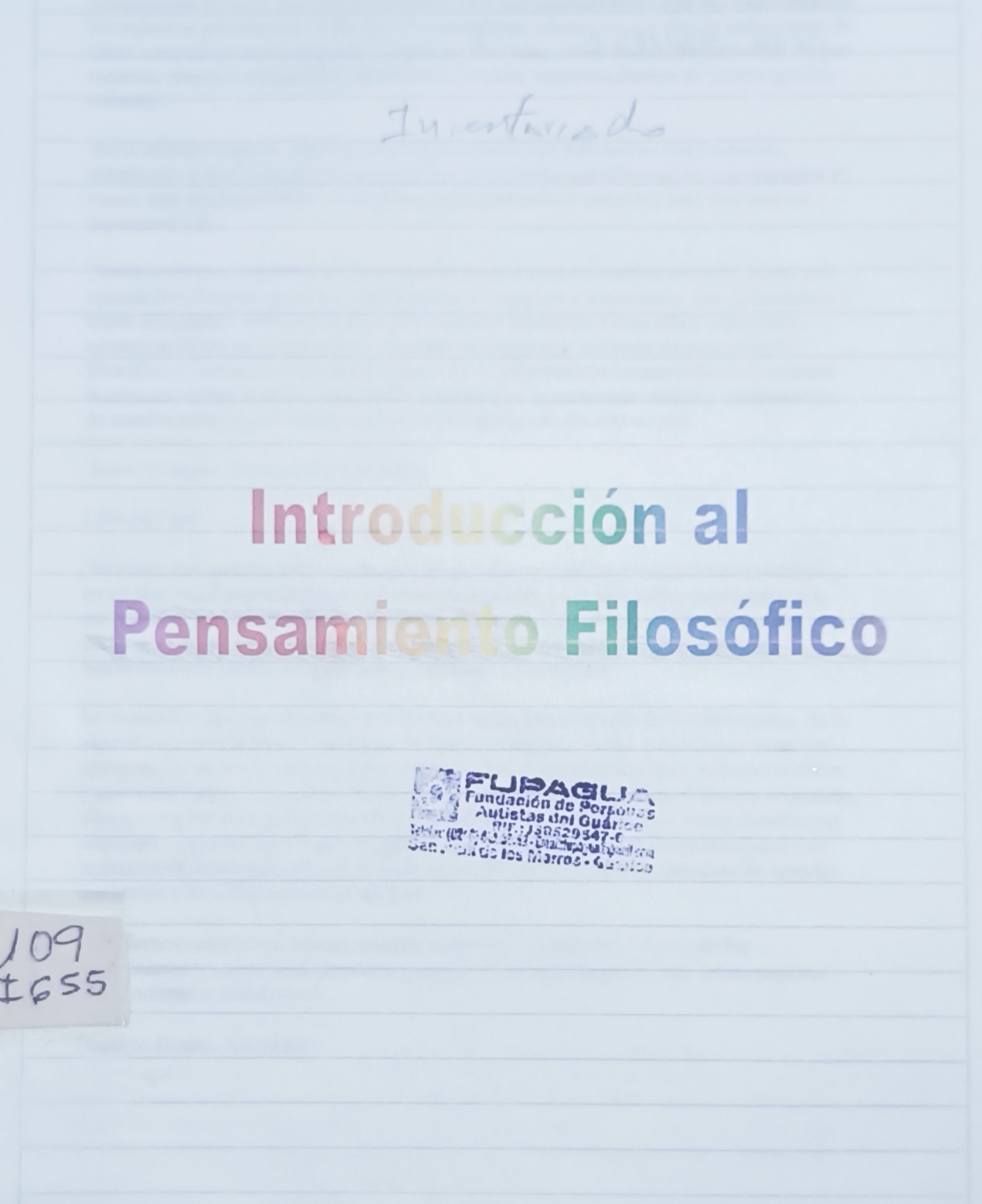 Portada de Introducción al Pensamiento Filosófico