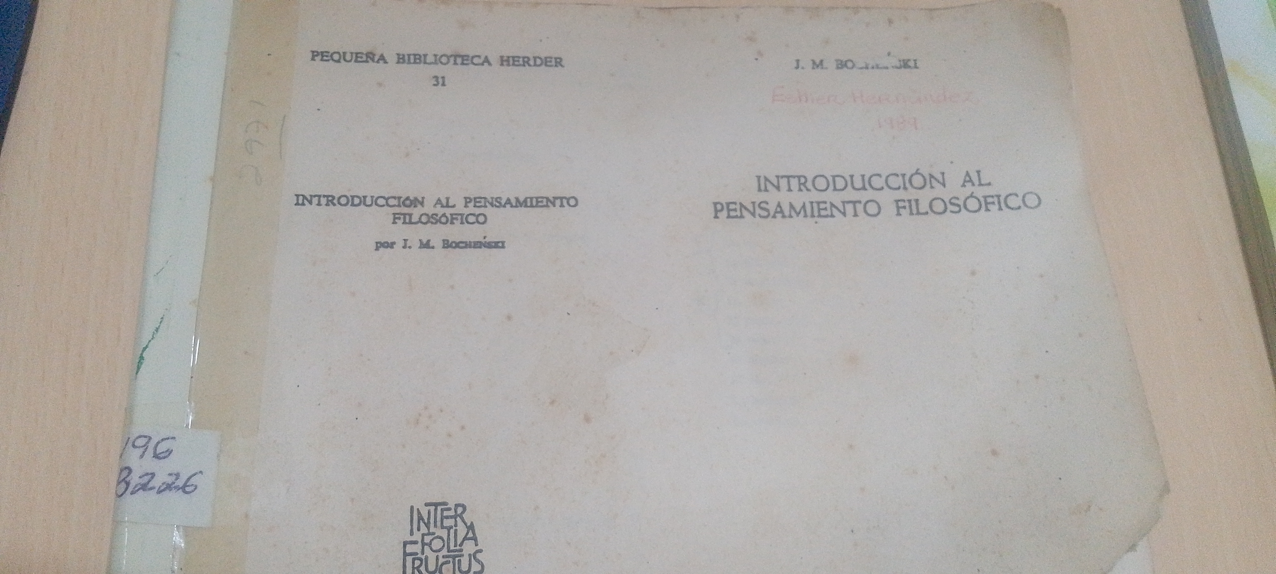 Portada de Introducción al pensamiento filosófico