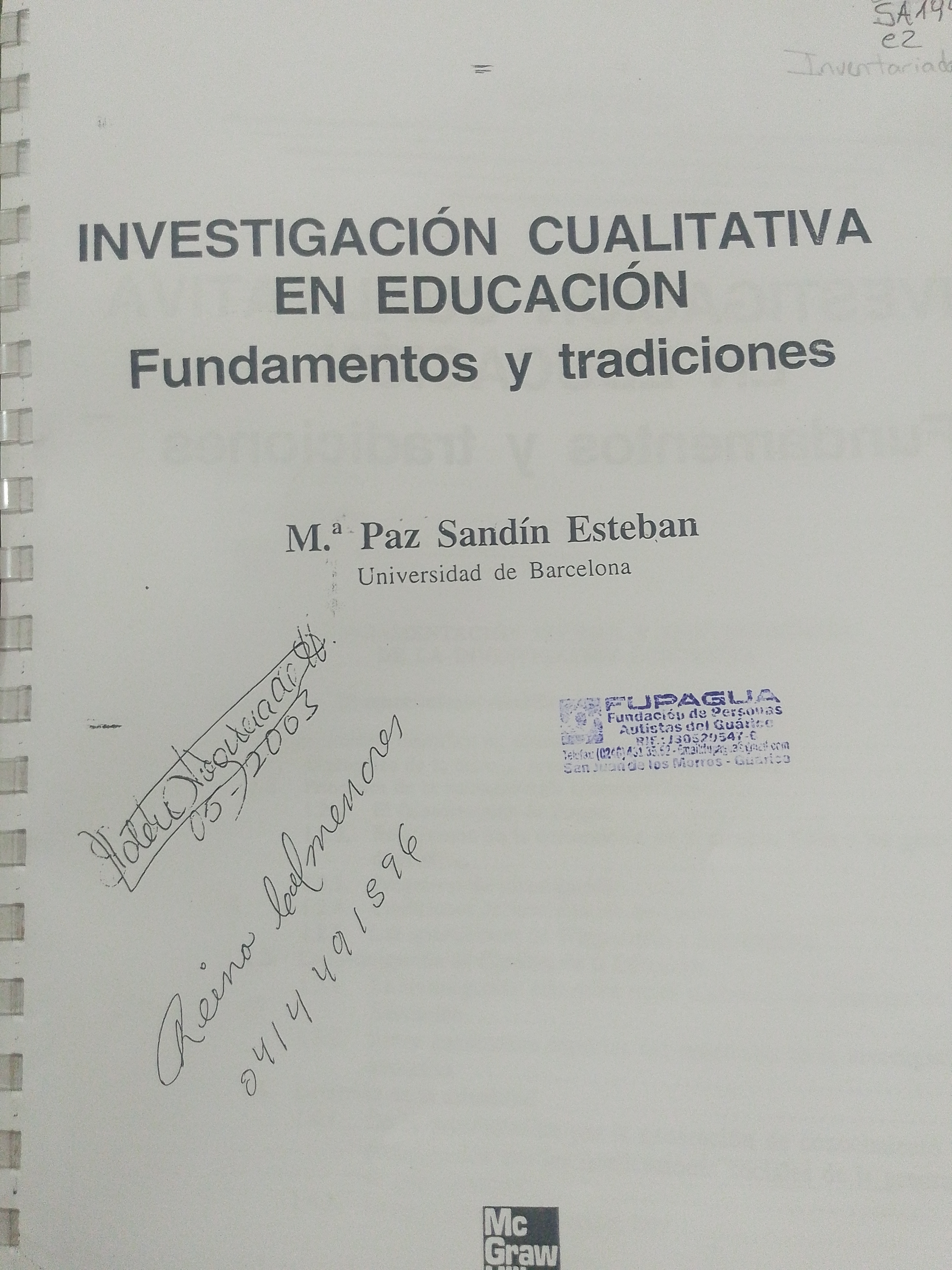 Portada de Investigación cualitativa en educación.  Fundamentos y tradiciones