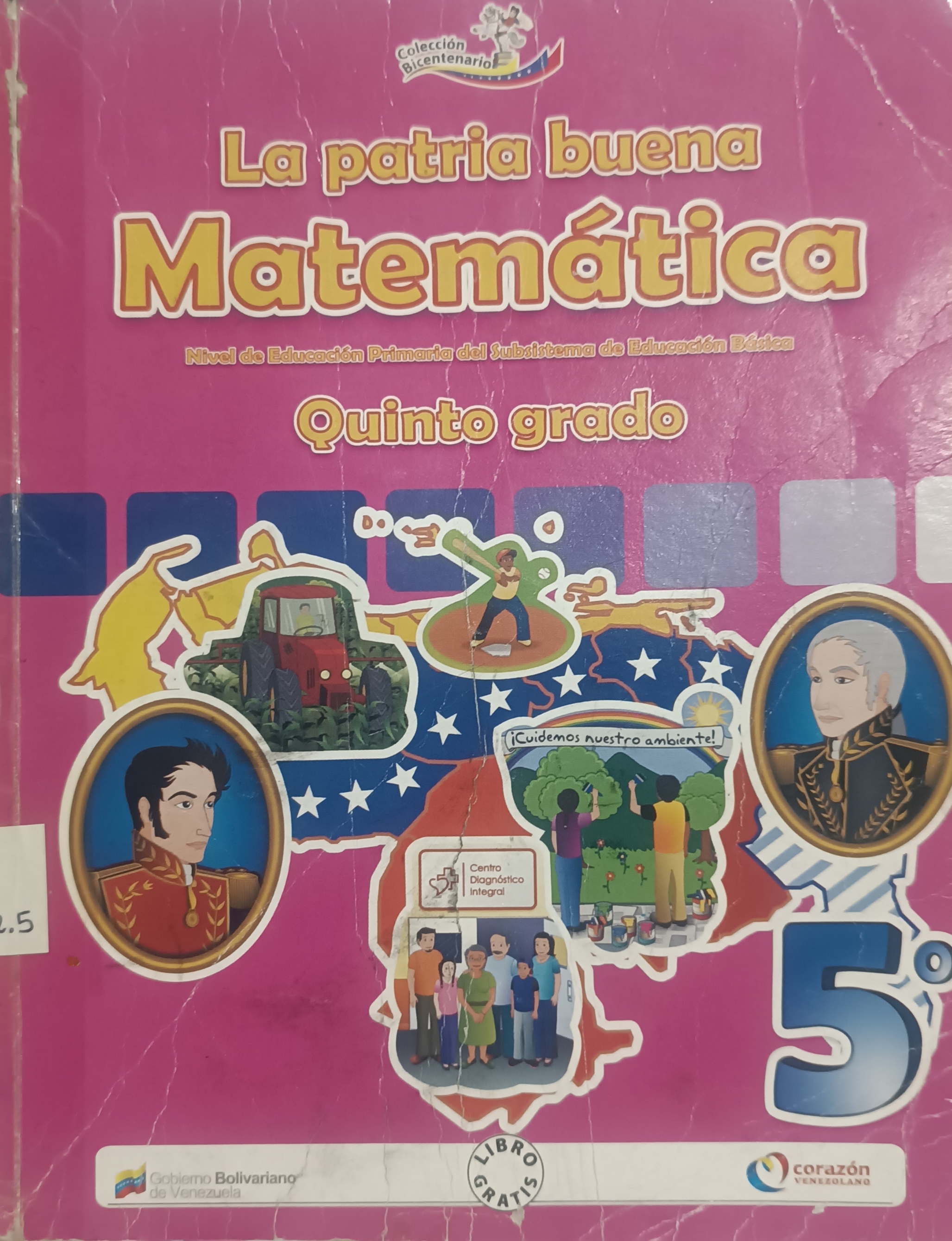 Portada de La Patria Buena.  Matemática, Quinto grado