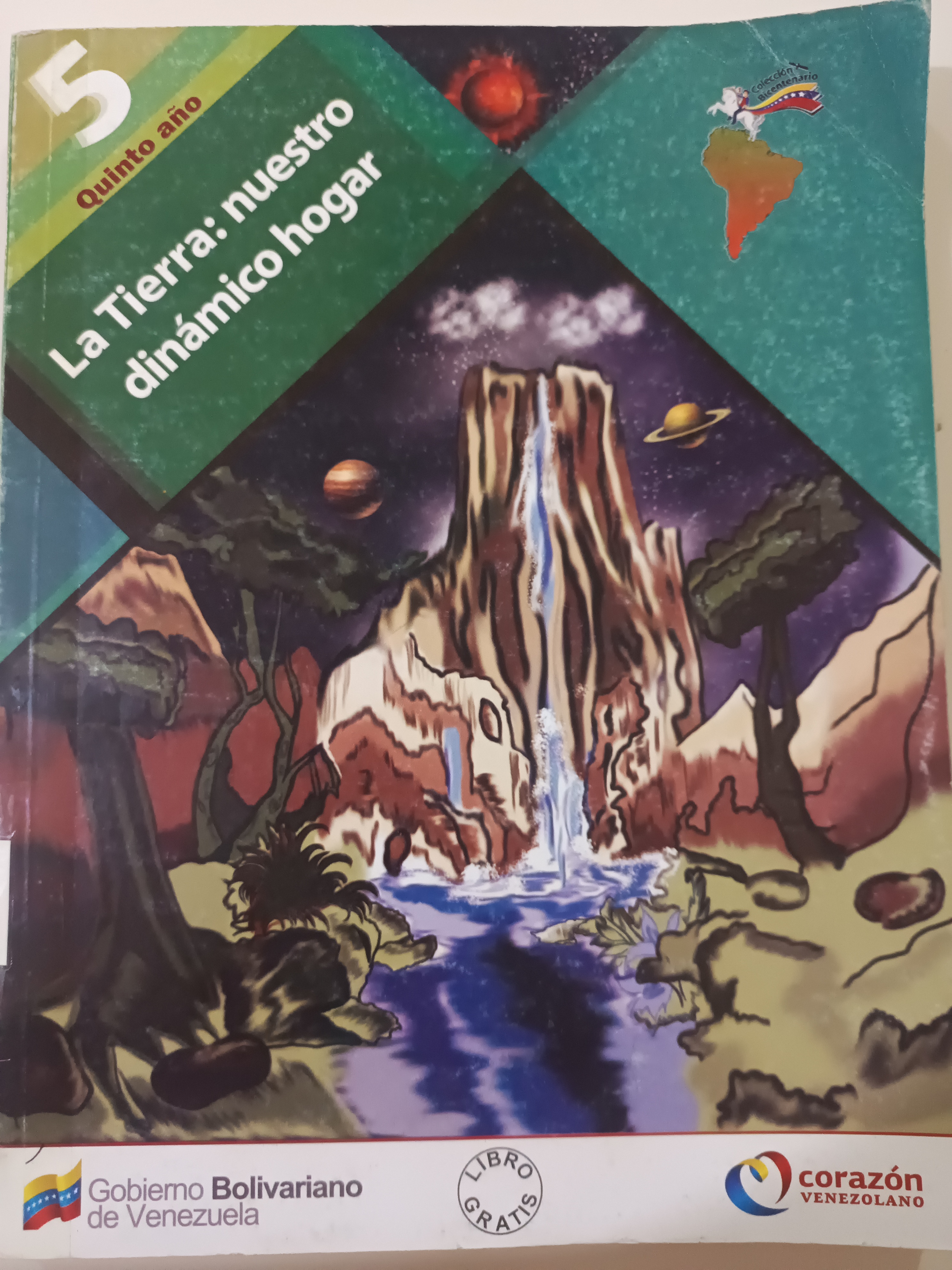 Portada de La Tierra Nuestro dinámico hogar. Quinto año, nivel de Educación Media