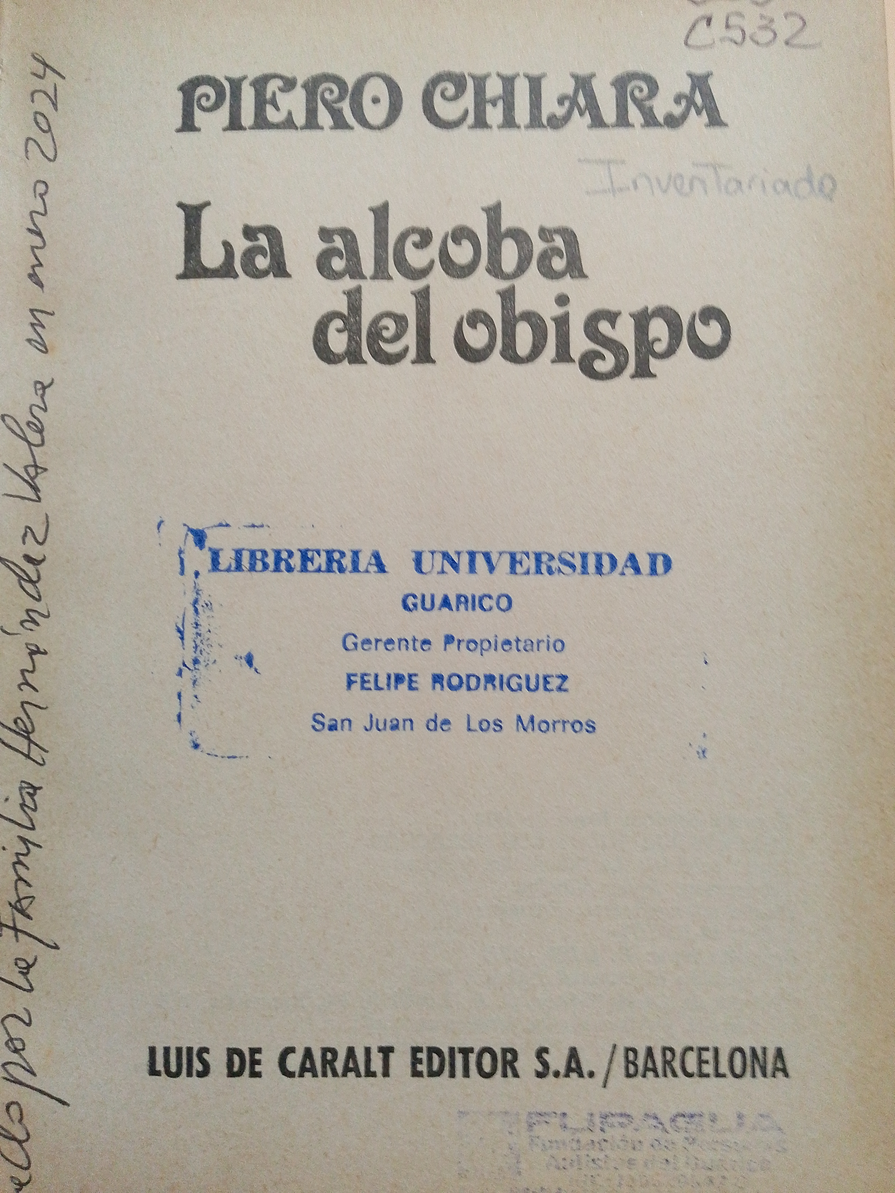 Portada de La alcoba del obispo