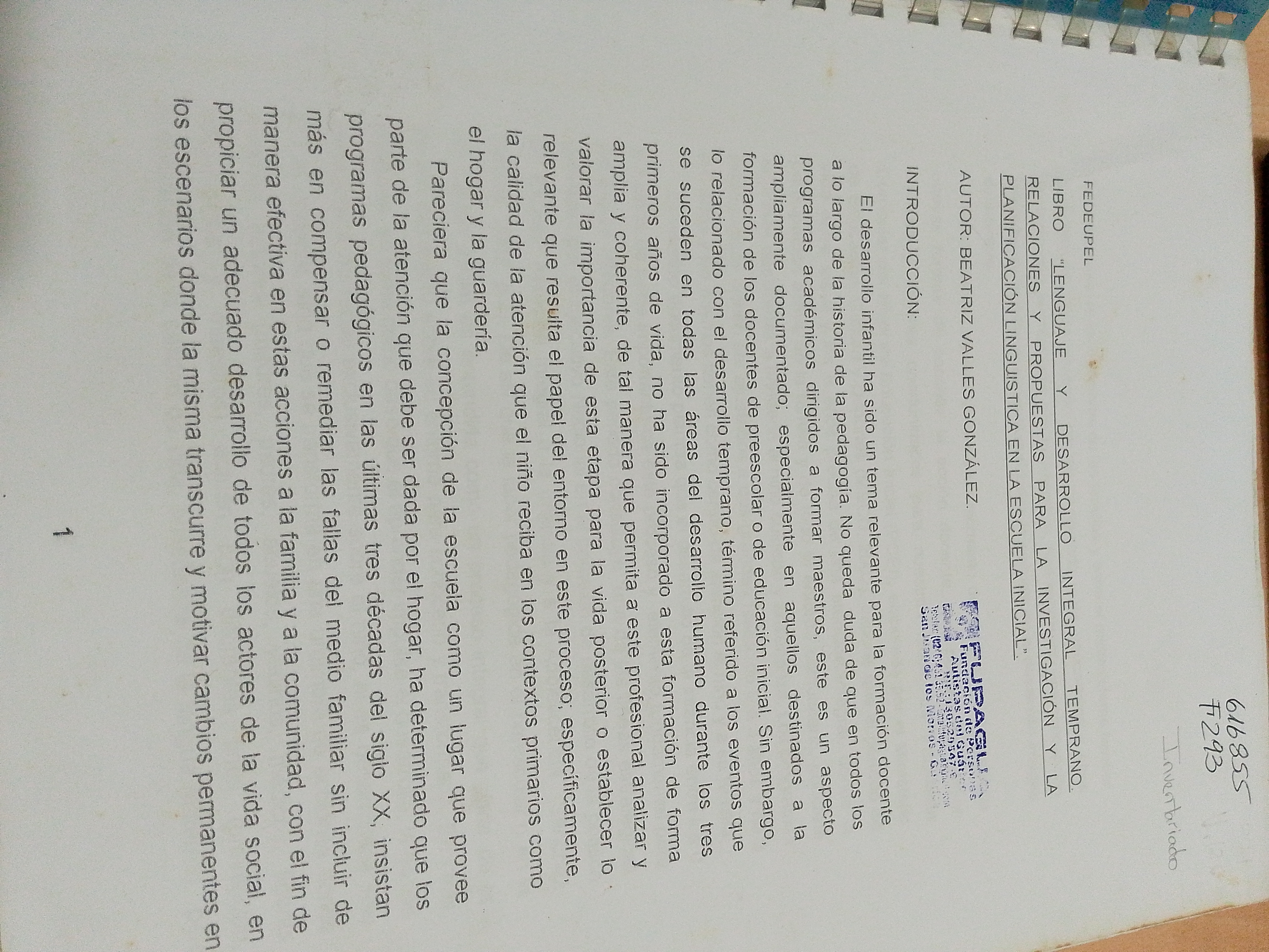Portada de Lenguaje y desarrollo integral temprano, relaciones y propuestas para la investigación y la planificación lingüística en la escuela inicial