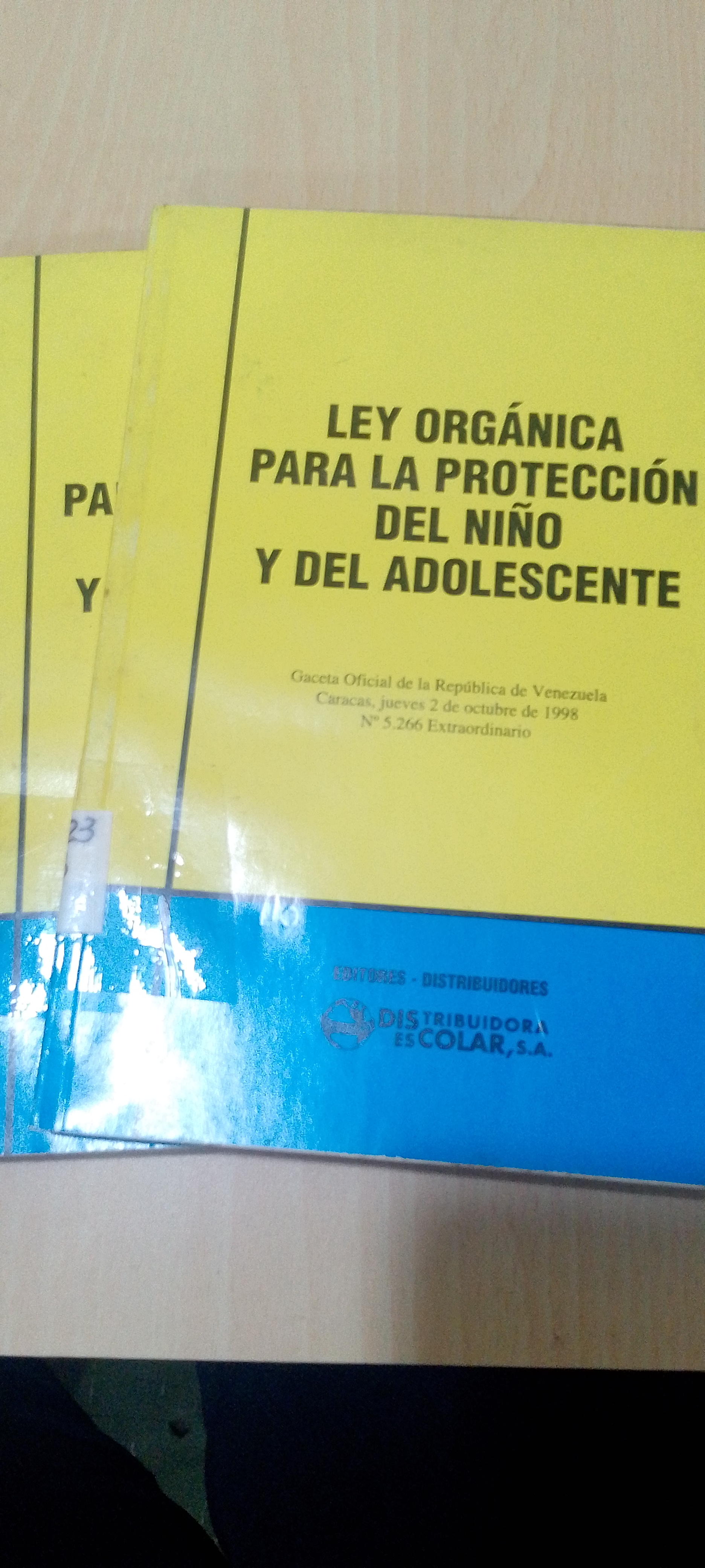 Portada de Ley orgánica para la protección del niño y del adolescente