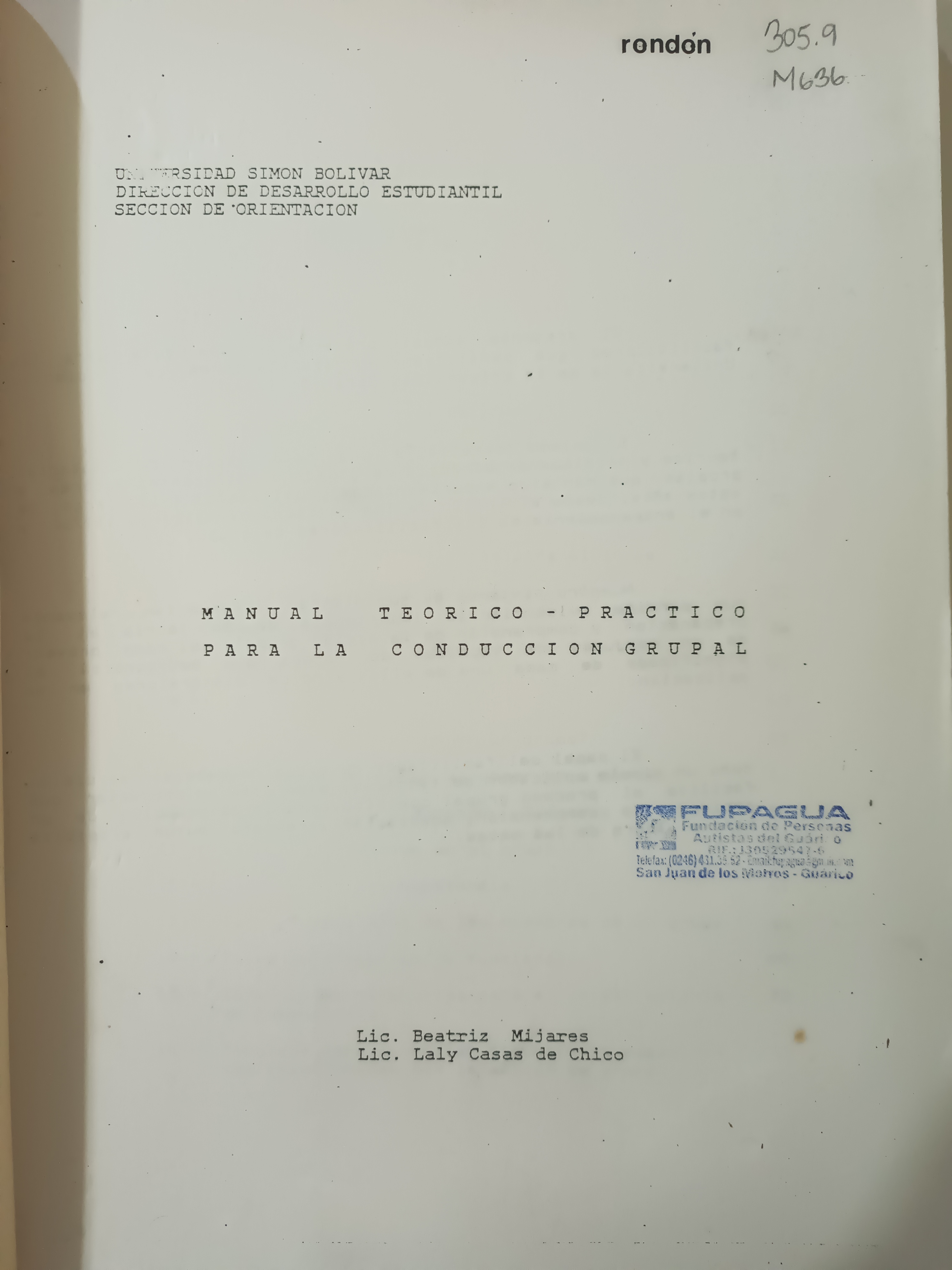 Portada de Manual Teórico - práctico para la conducción grupal