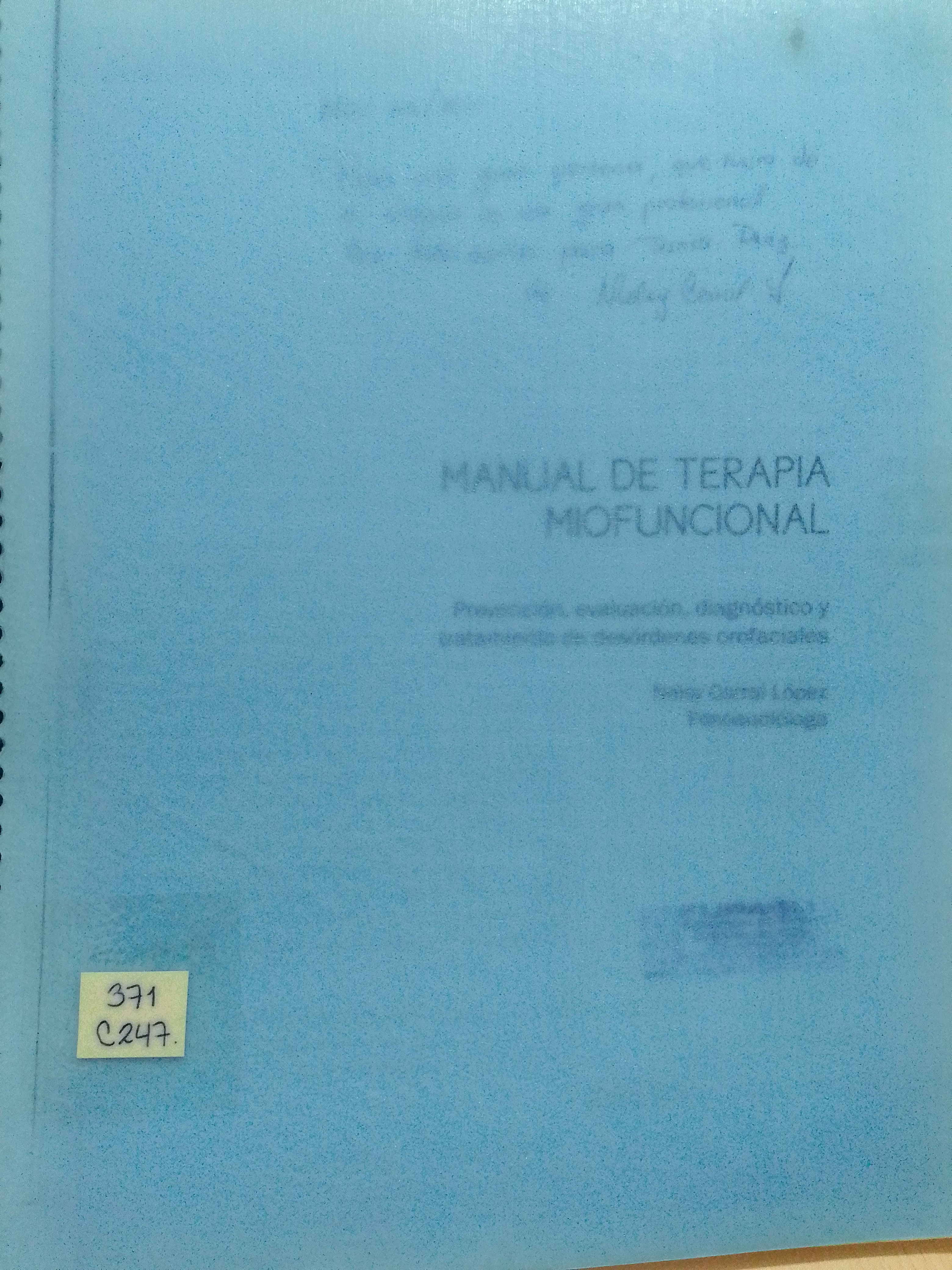 Portada de Manual de Terapia Miofuncional