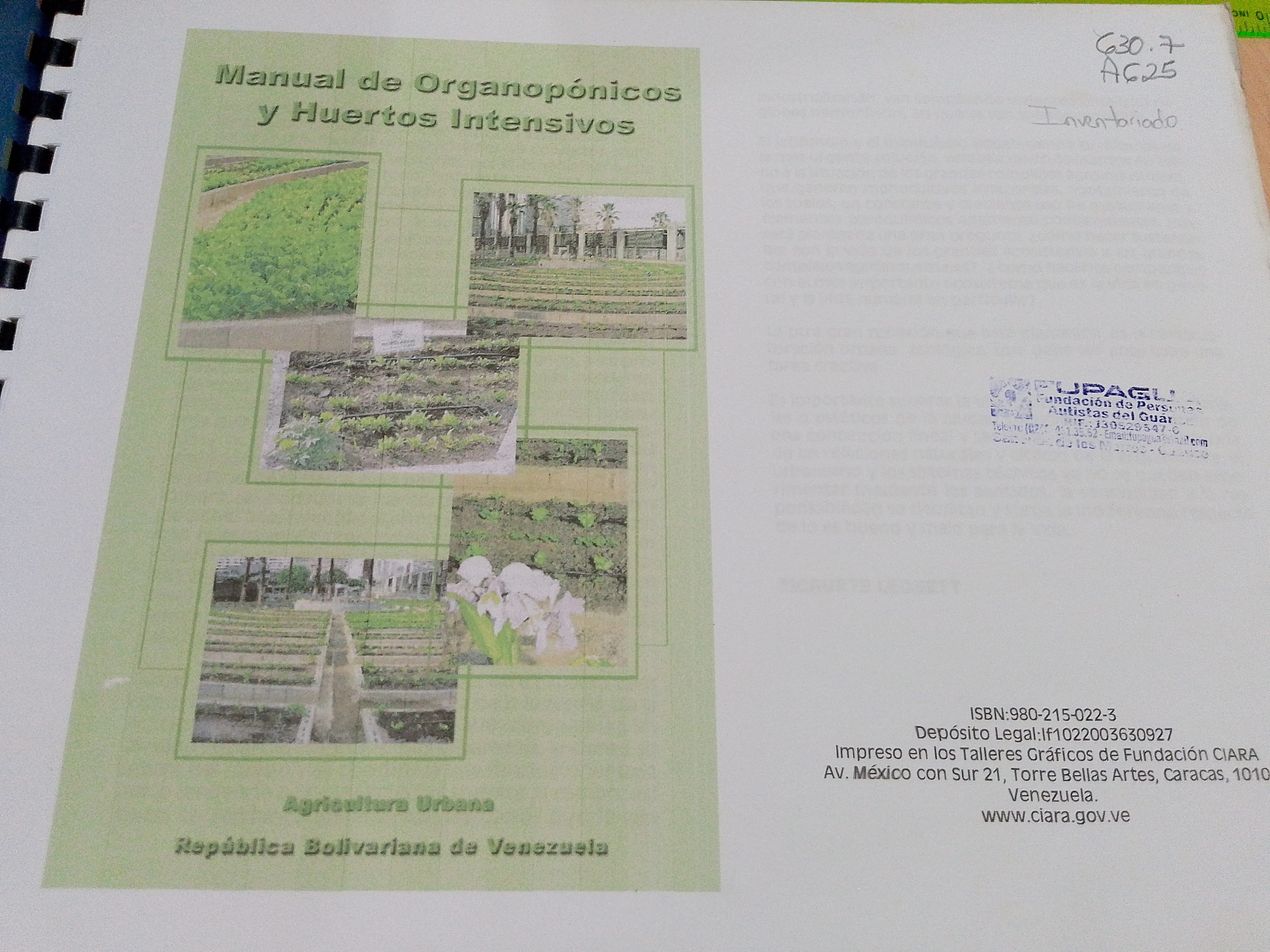 Portada de Manual de organopónicos y huertos intensivos