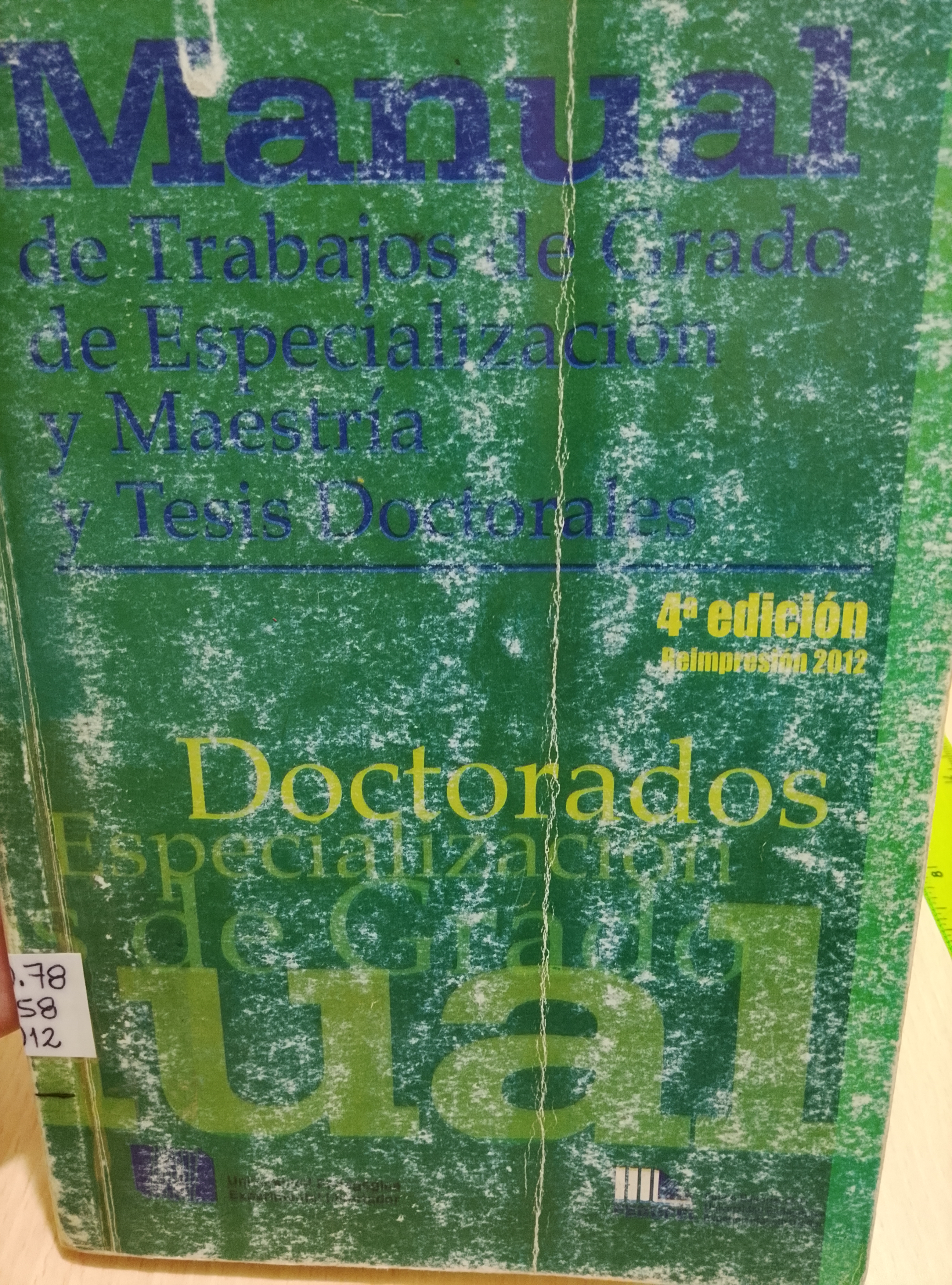 Portada de Manual de trabajos de grado de especialización y maestría y tesis doctorales