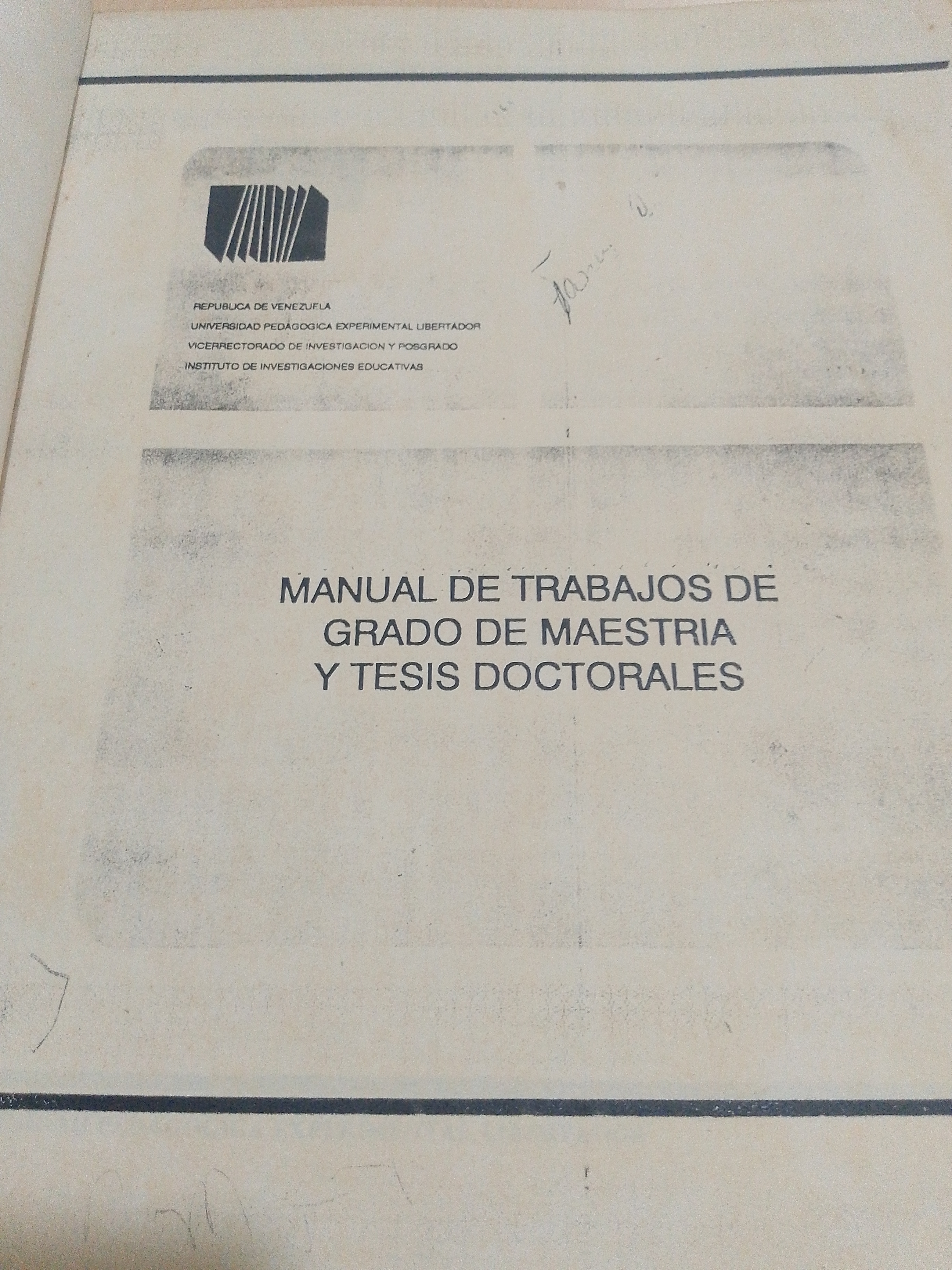 Portada de Manual de trabajos de grado de maestría y tesis doctorales
