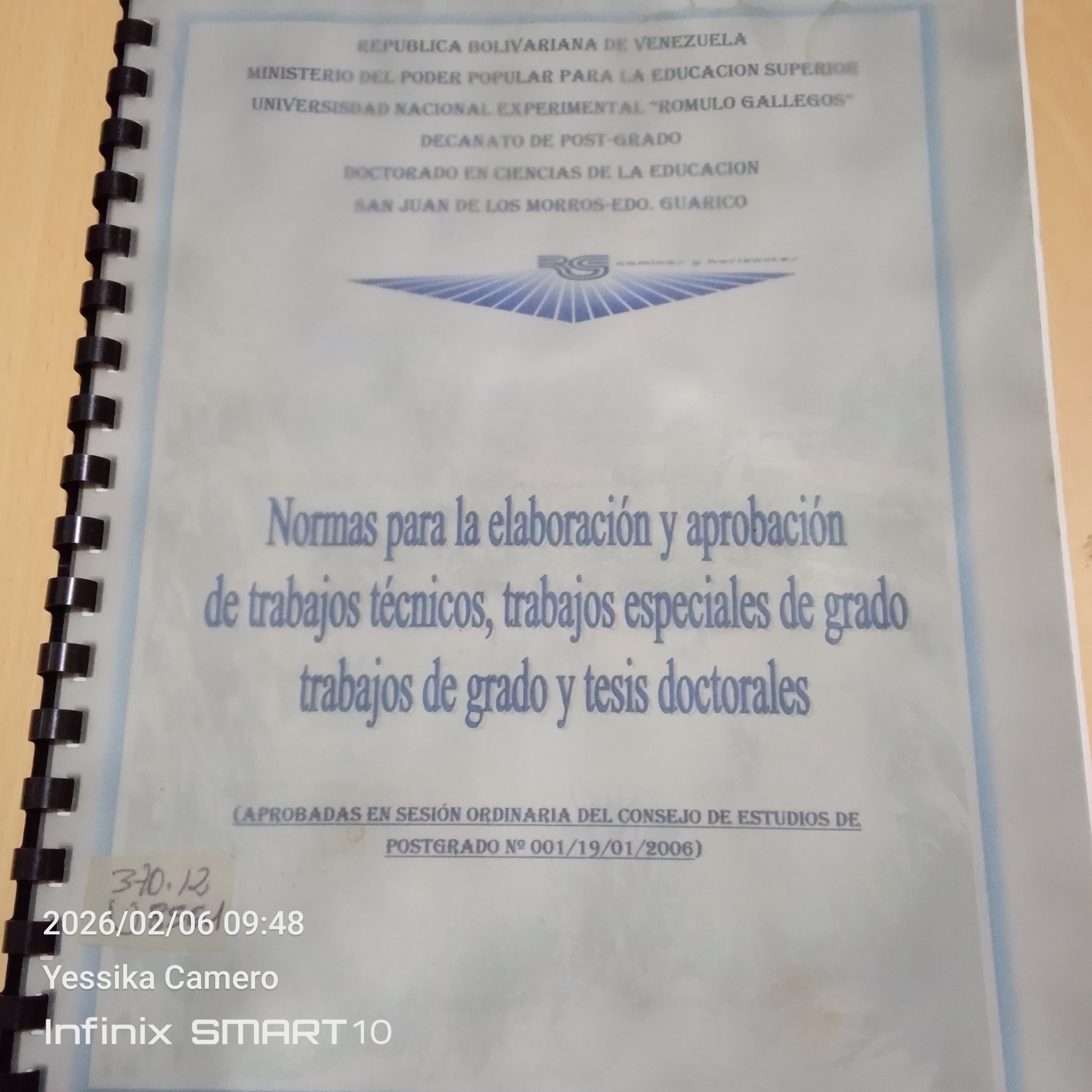 Portada de Normas de elaboración y aprobación de trabajos técnicos, trabajos especiales de grado, trabajos de grado y tesis doctorales