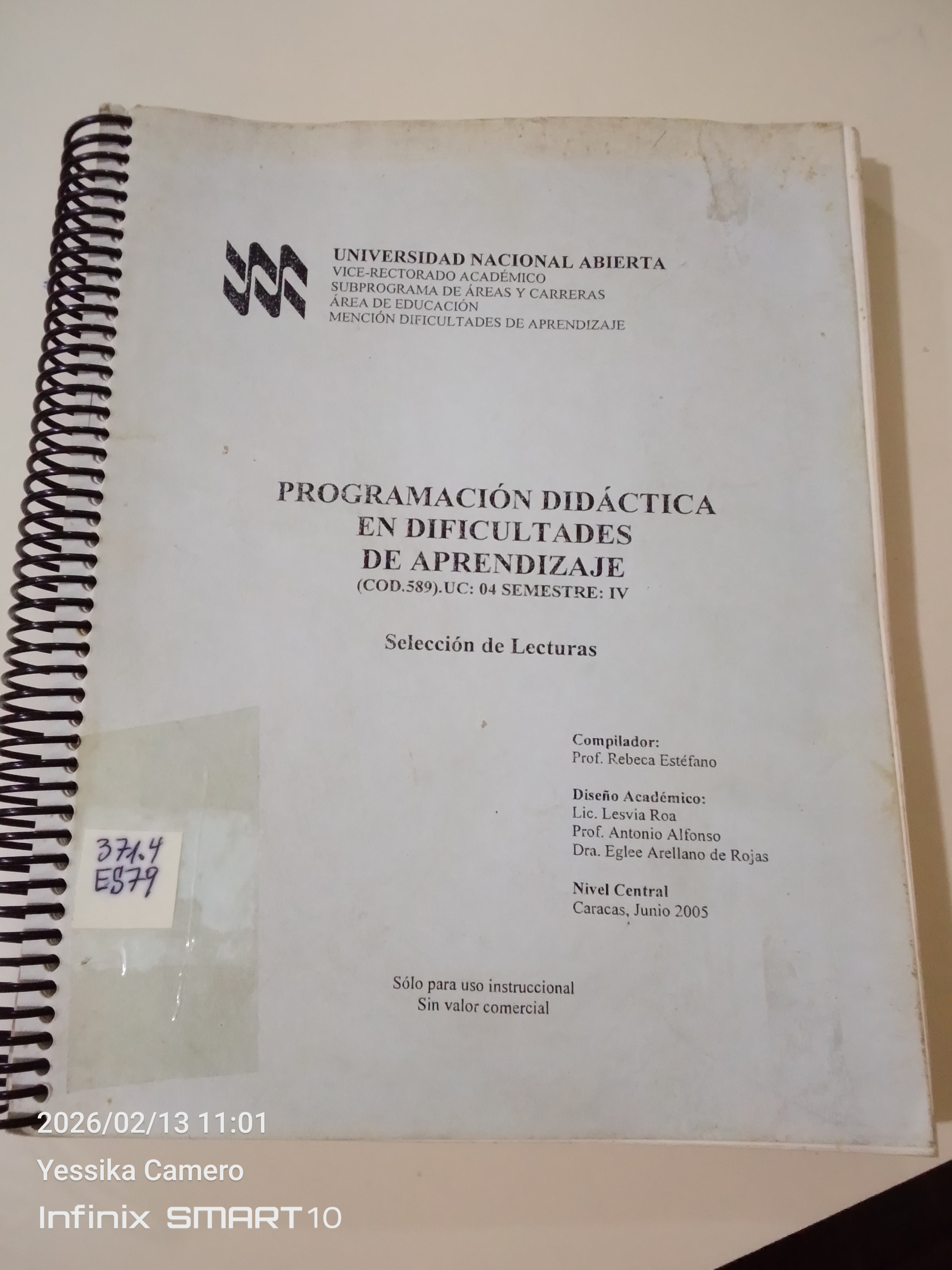 Portada de Programación didáctica en dificultades de aprendizaje