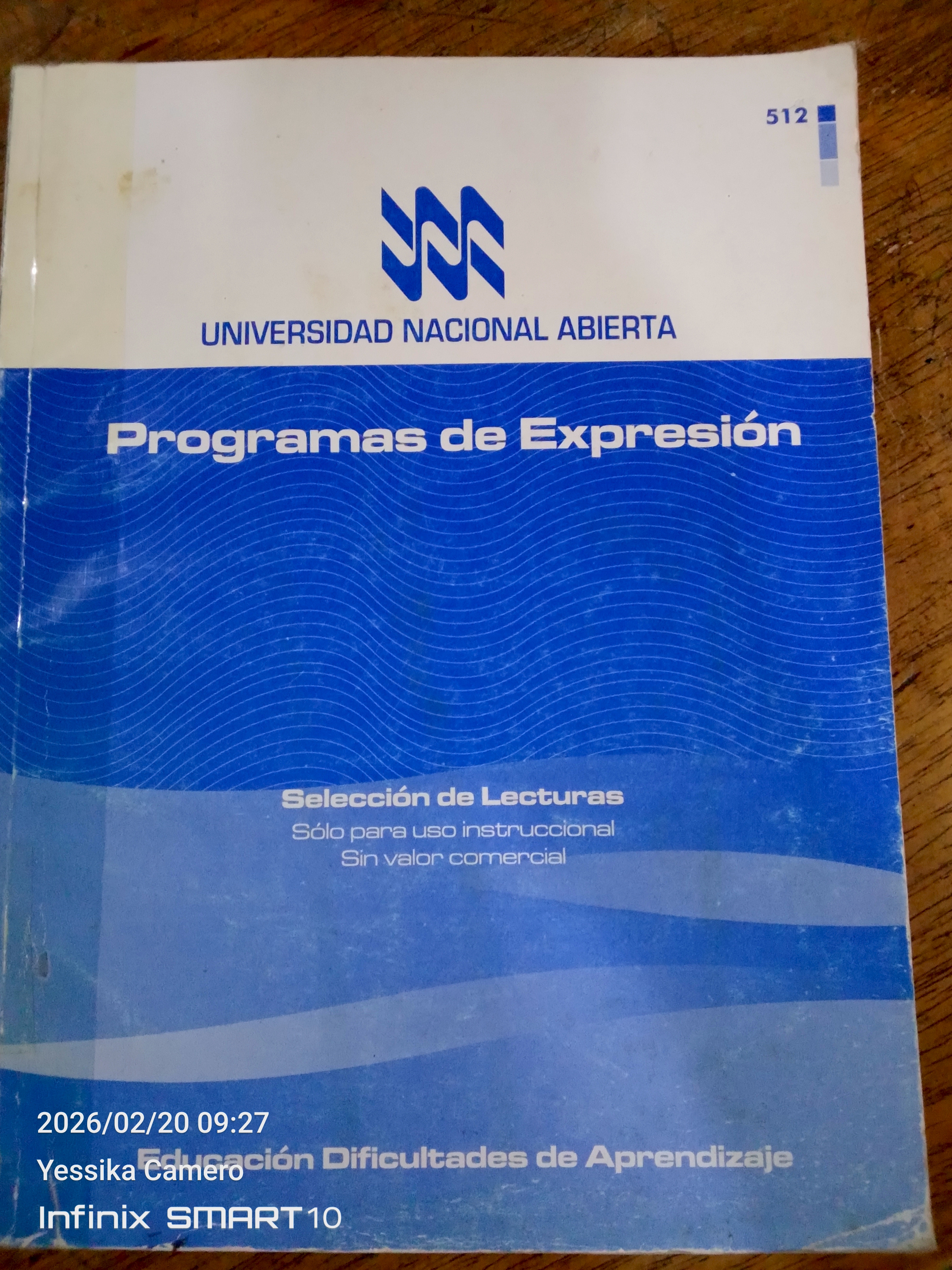 Portada de Programas de Exprexión.  Selección de lecturas, semestre VI