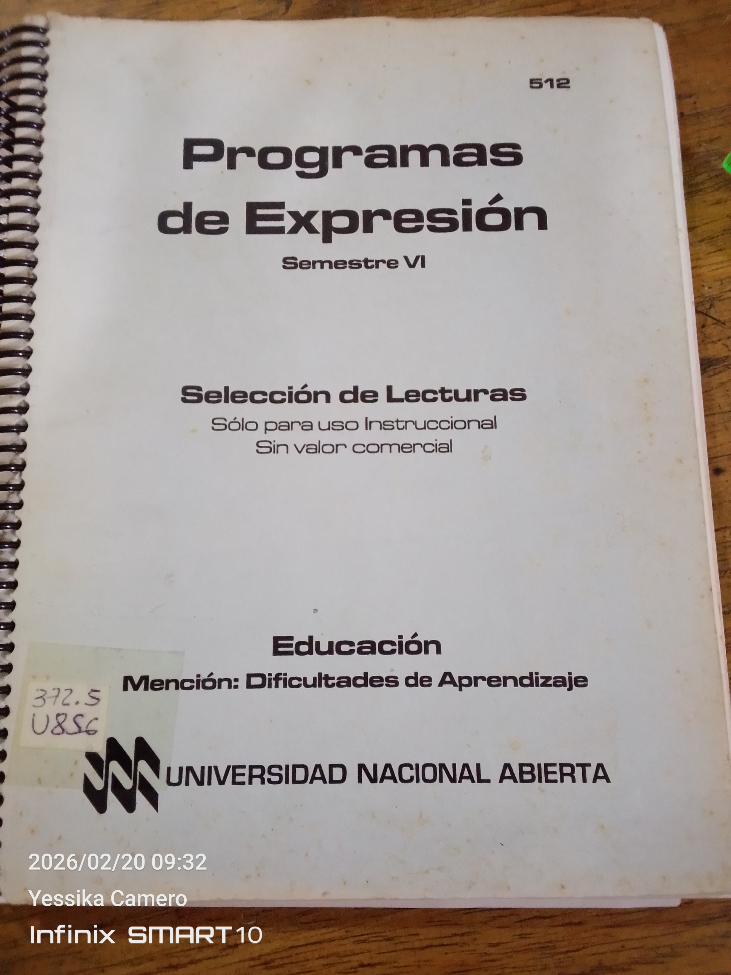 Portada de Programas de expresión.  Selección de lecturas