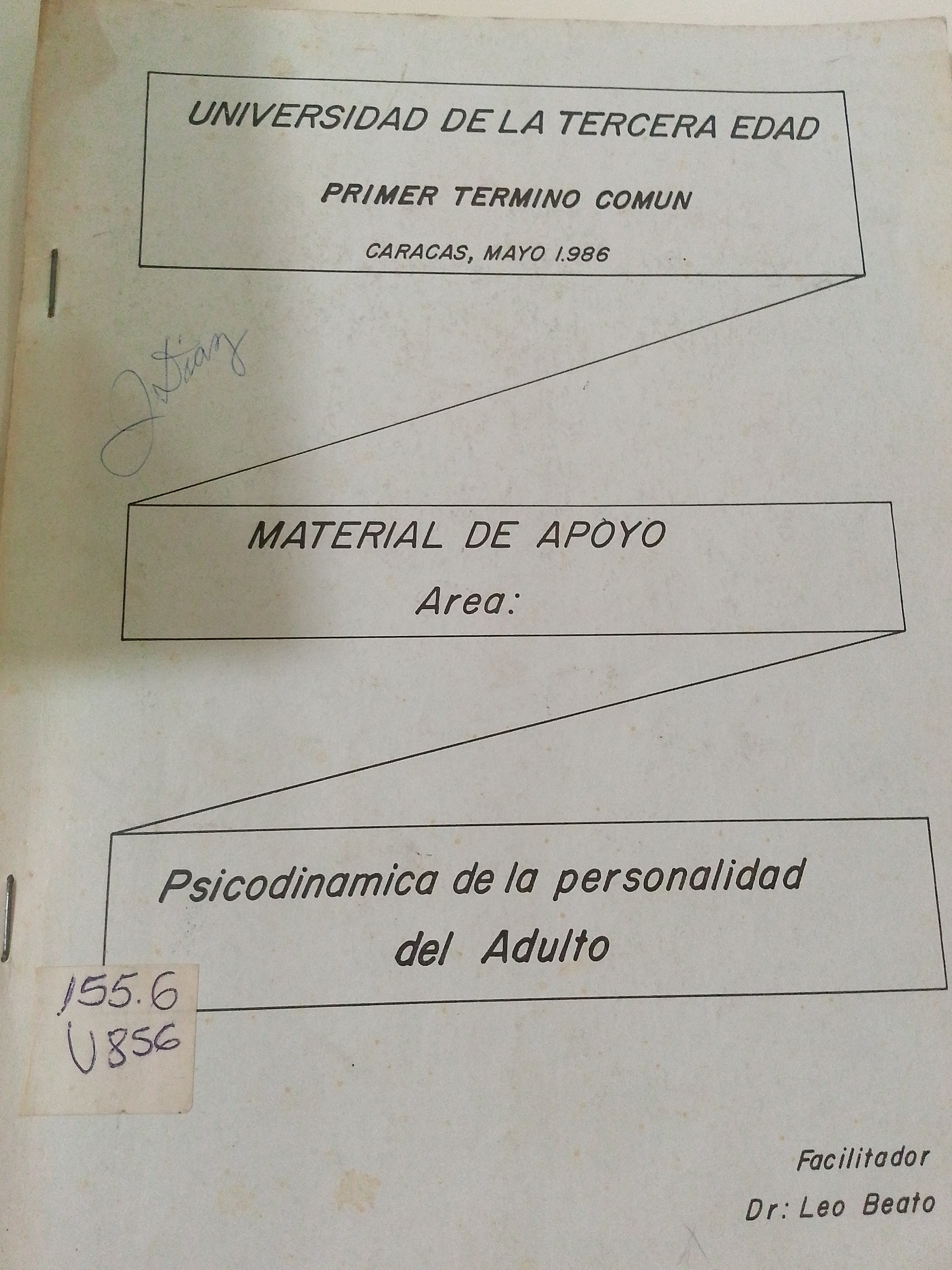 Portada de Psicodinámica de la personalidad del adulto (Material de apoyo)