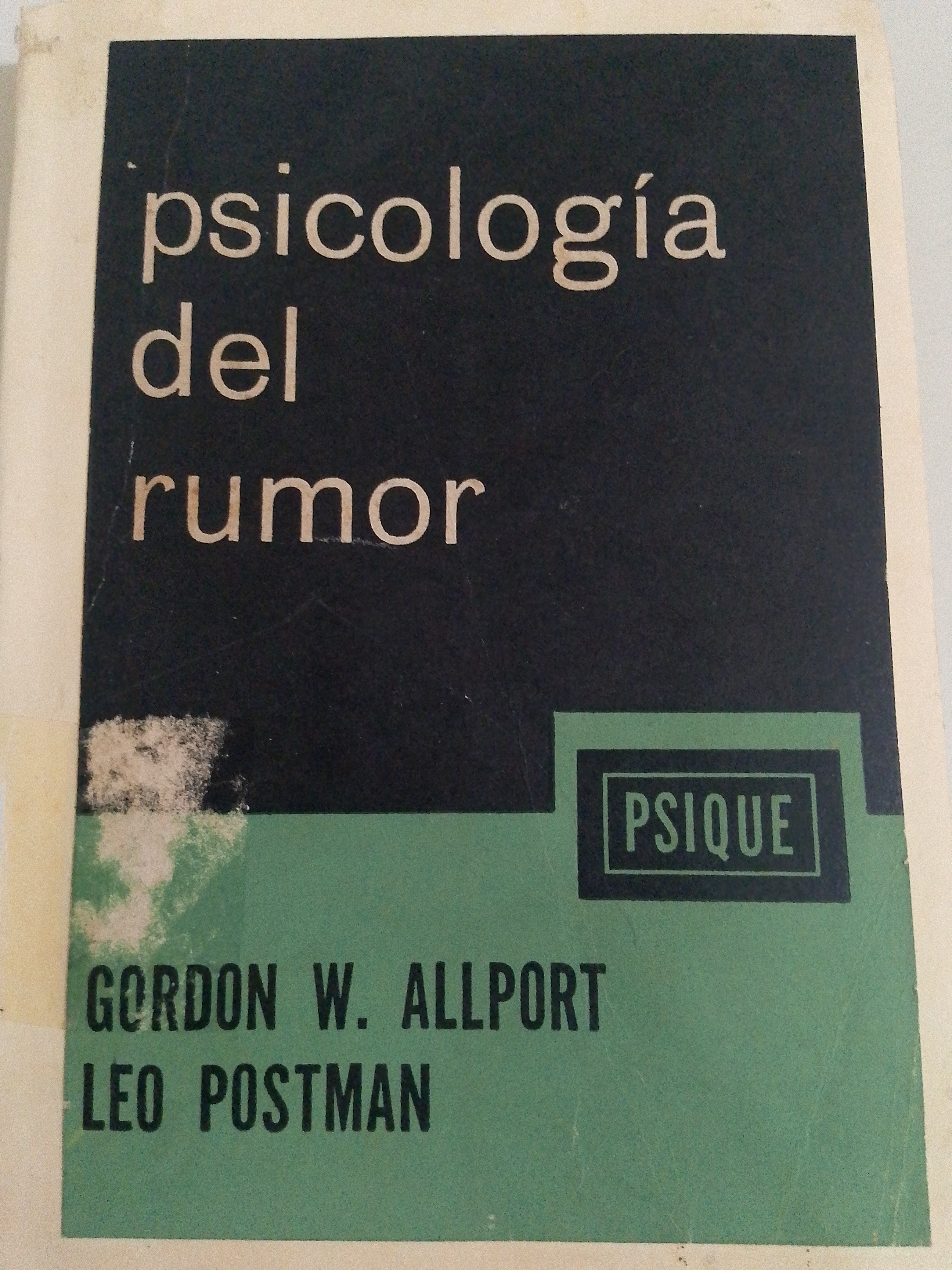 Portada de Psicología del rumor