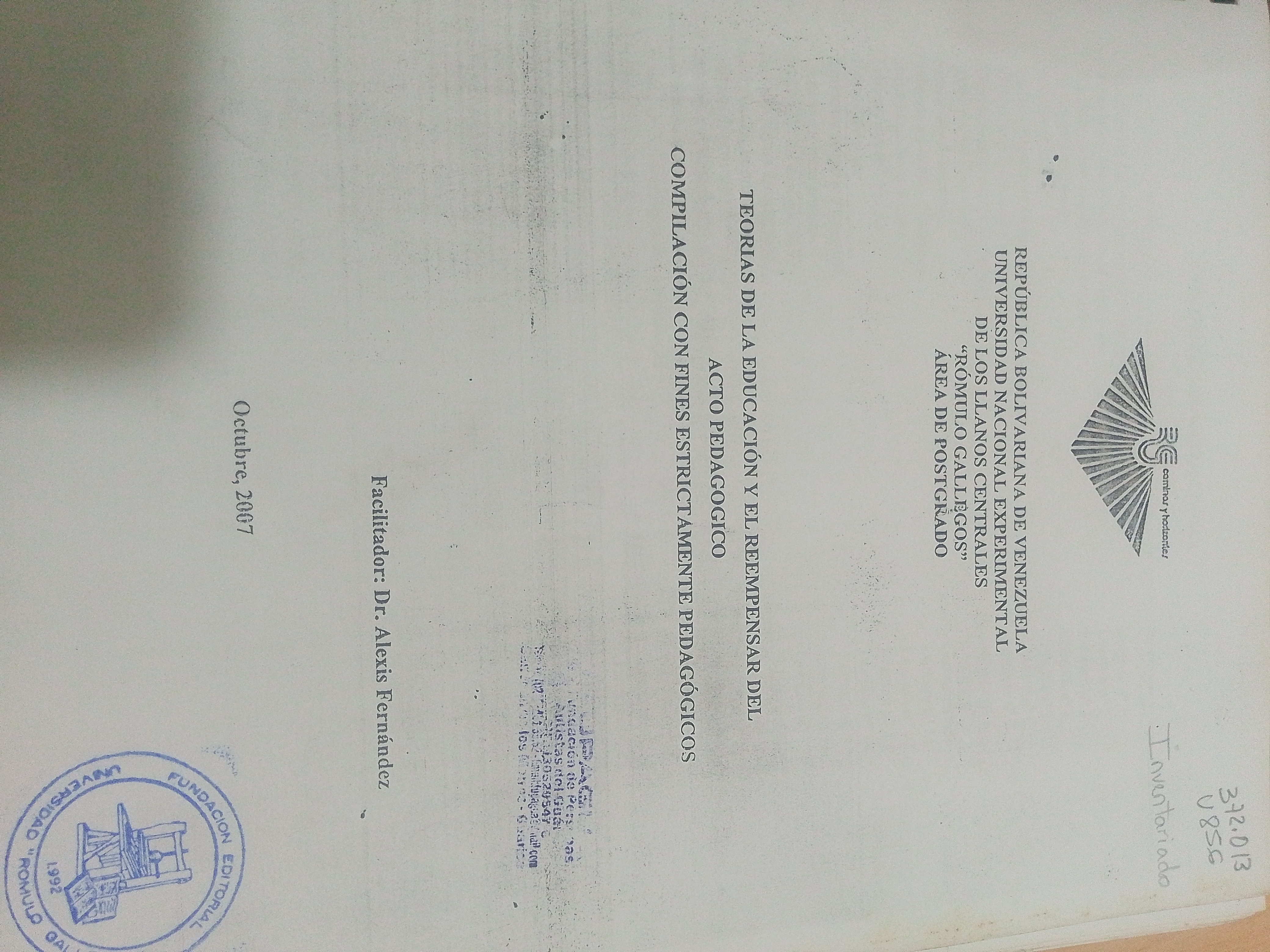 Portada de Teorías de la educación y el reempensar del acto pedagógico.  Compilación con fines estrictamente pedagógicos