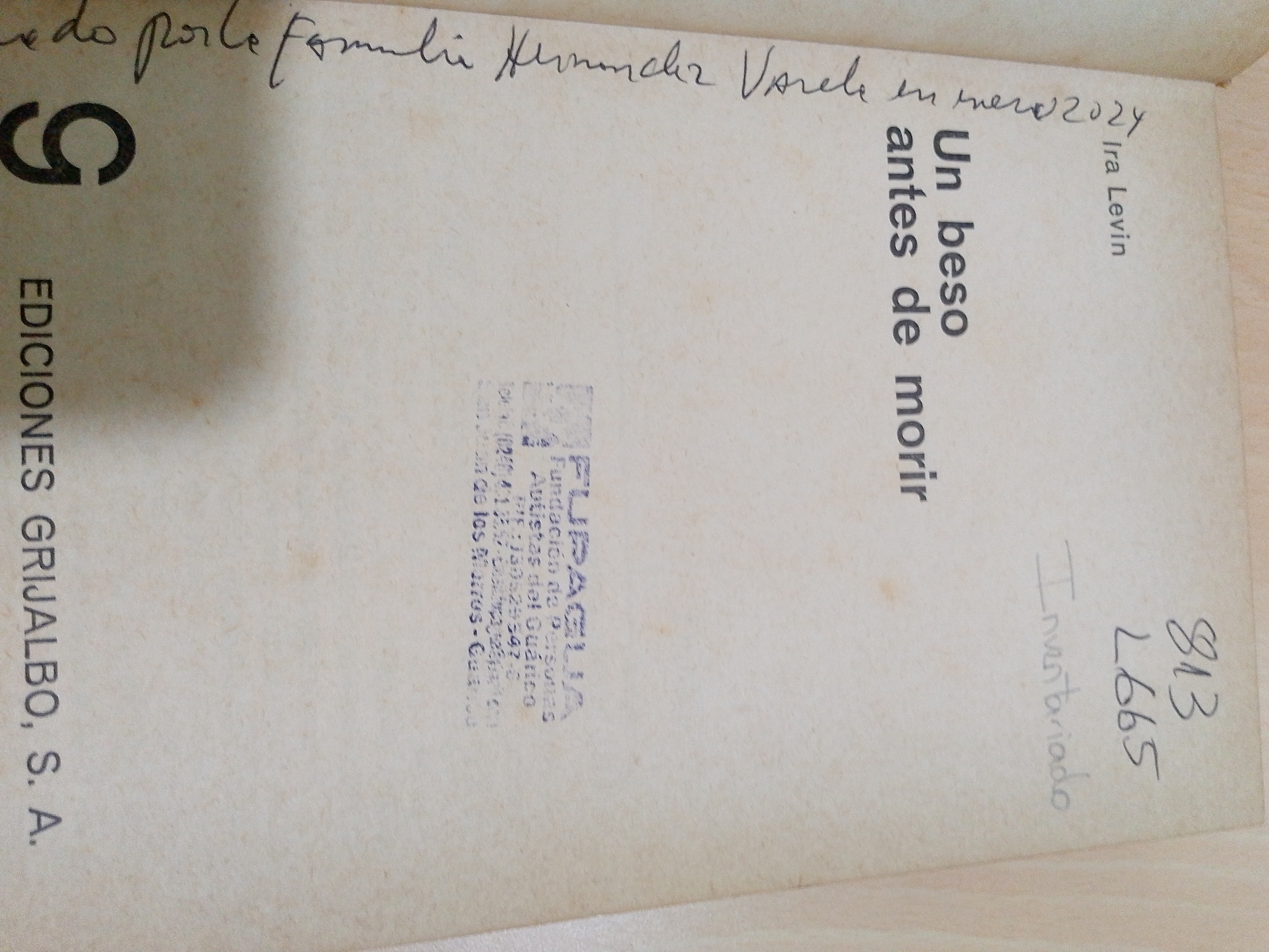 Portada de Un beso antes de morir