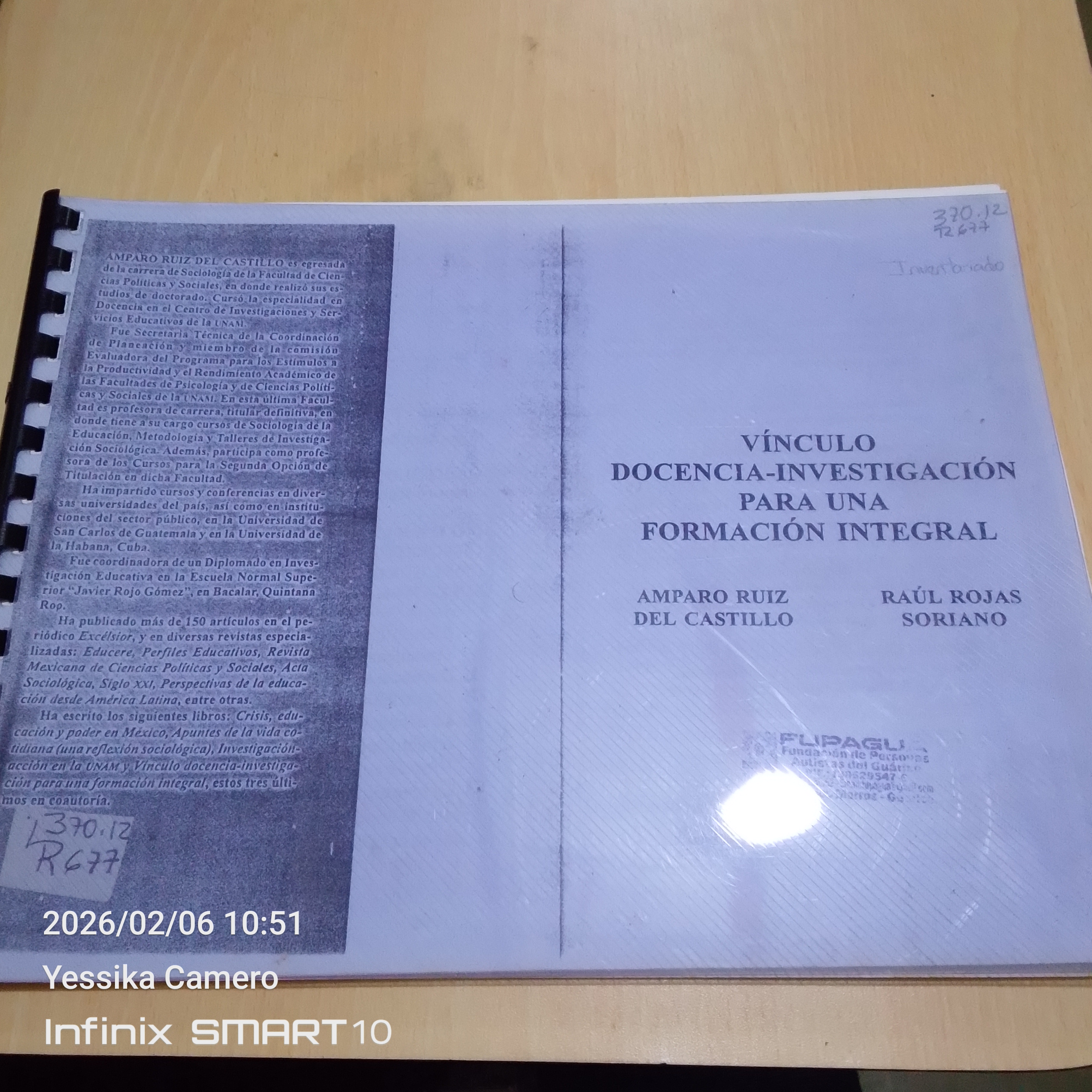 Portada de Vínculo docencia-investigación para una formación integral