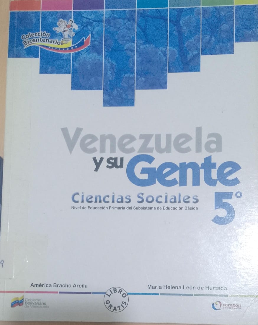 Portada de VENEZUELA Y SU GENTE Ciencia sociales  5to grado