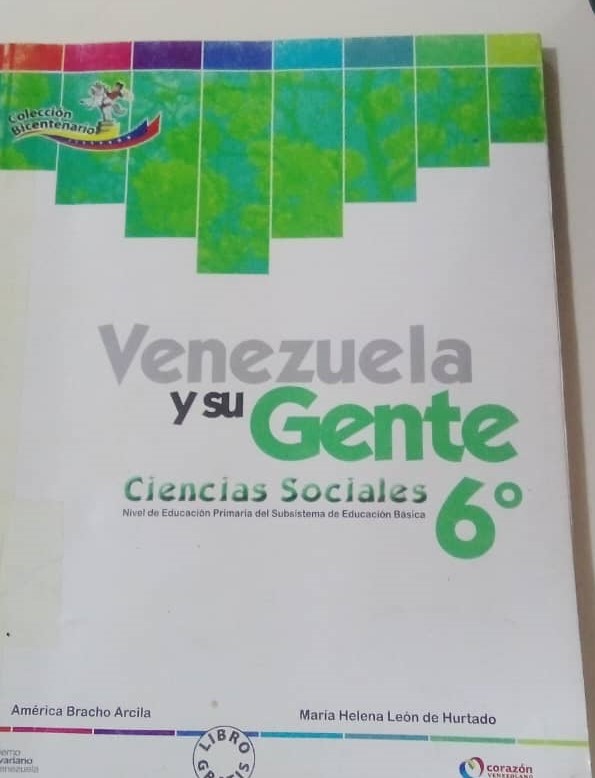Portada de VENEZUELA Y SU GENTE 6to grado