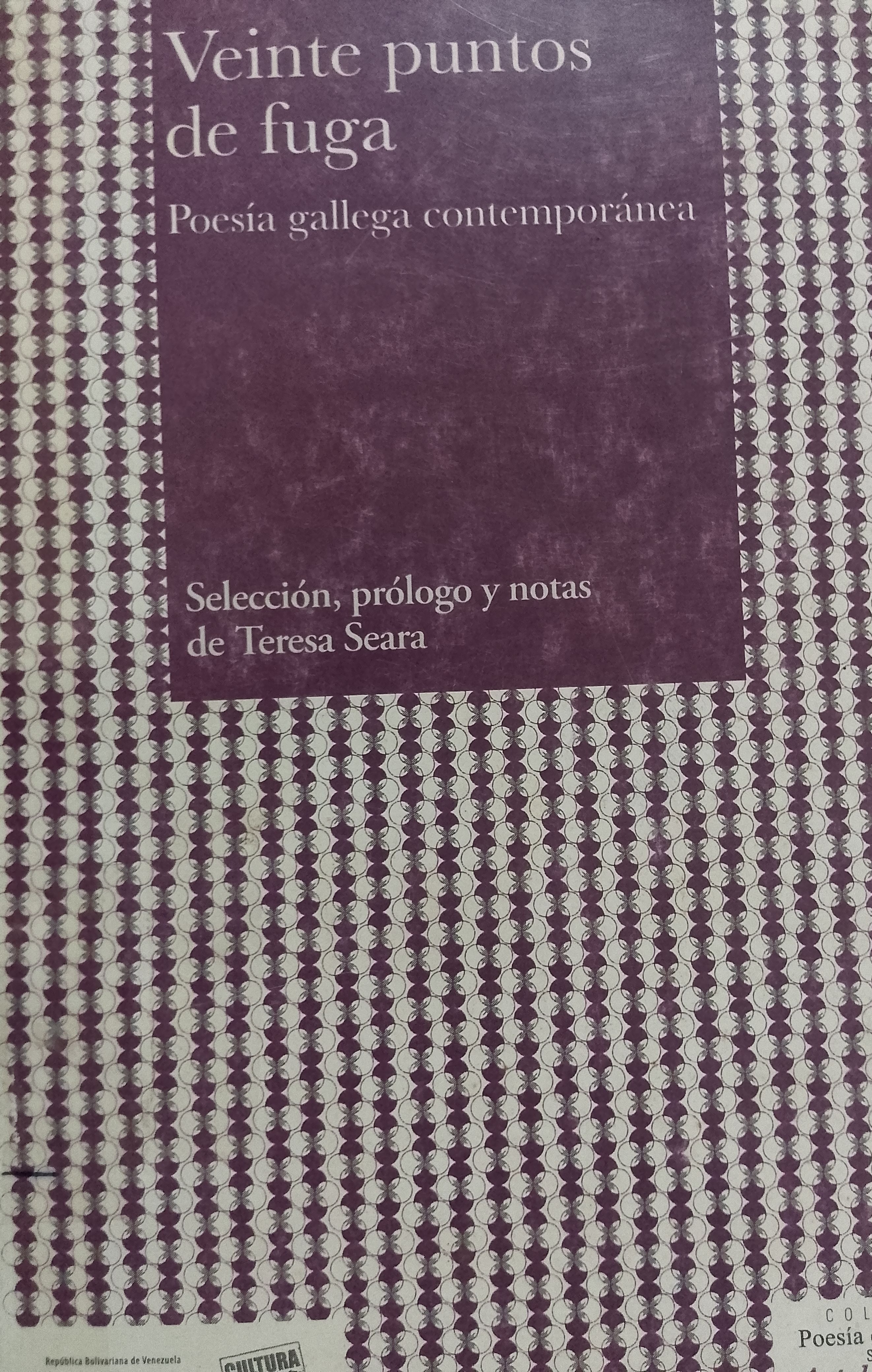 Portada de Veinte puntos de fuga.  Poesía Gallega Contemporánea